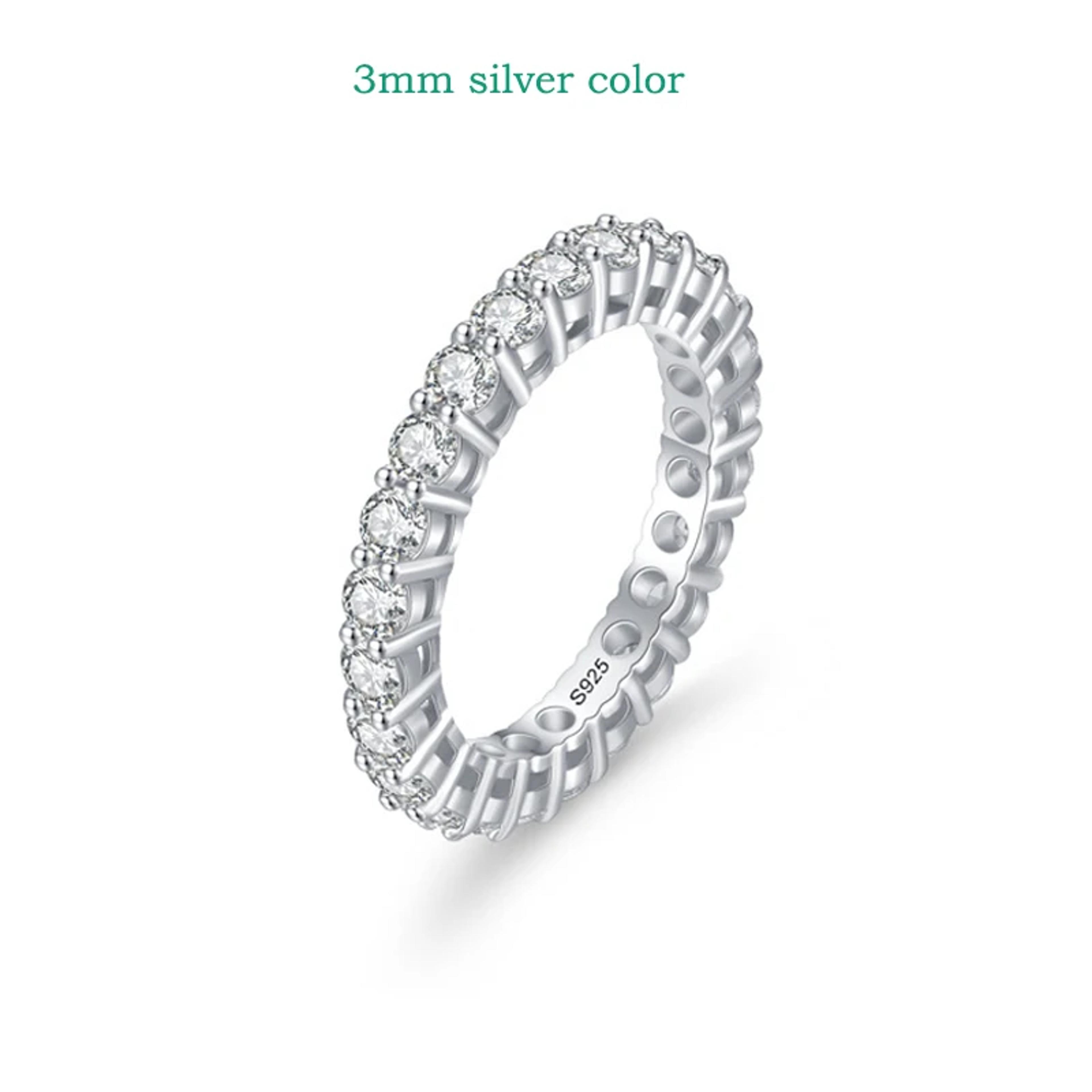 Moissanite Eternity Ring 18K Gold Plated 925 Sterling Silver Wedding Band 7