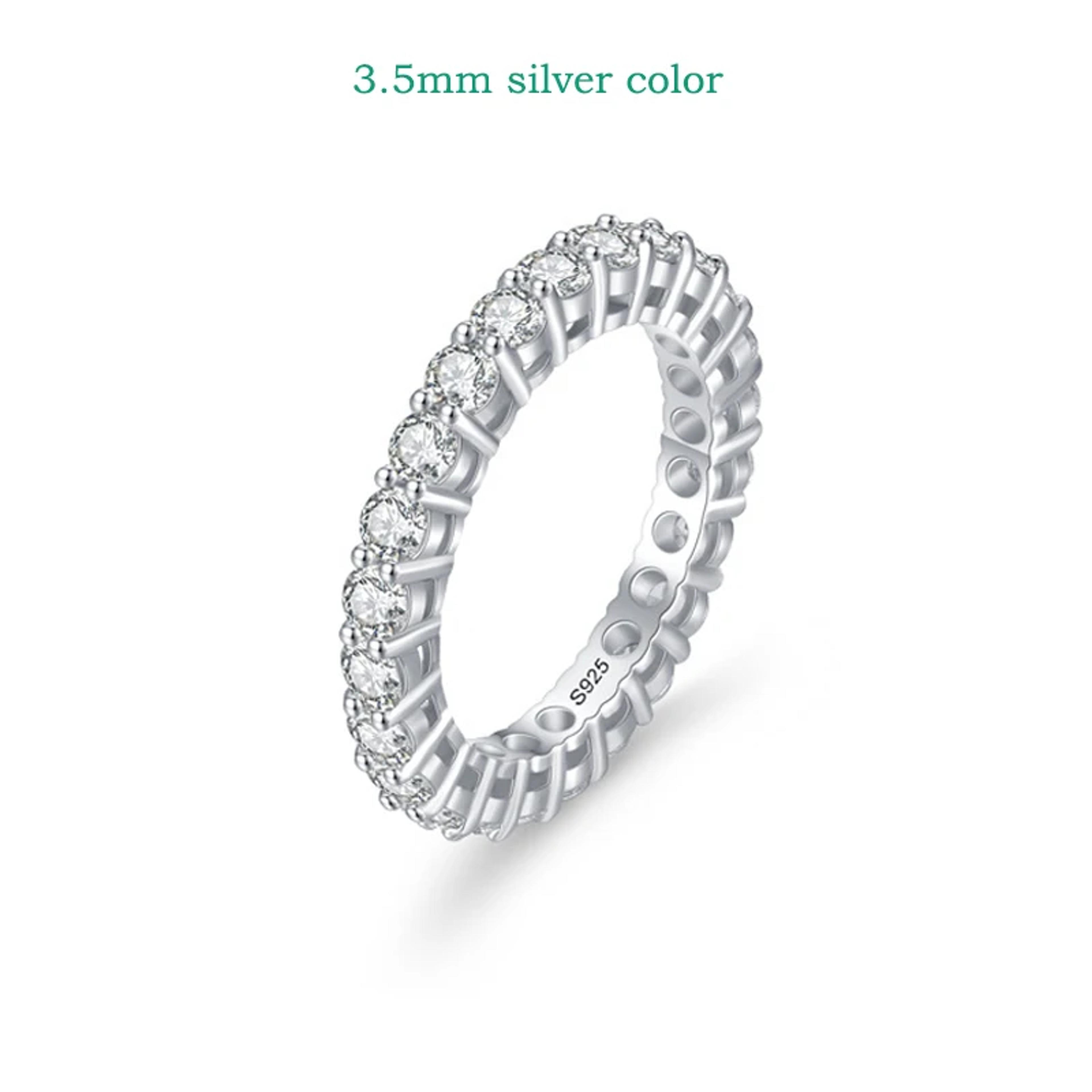 Moissanite Eternity Ring 18K Gold Plated 925 Sterling Silver Wedding Band 9