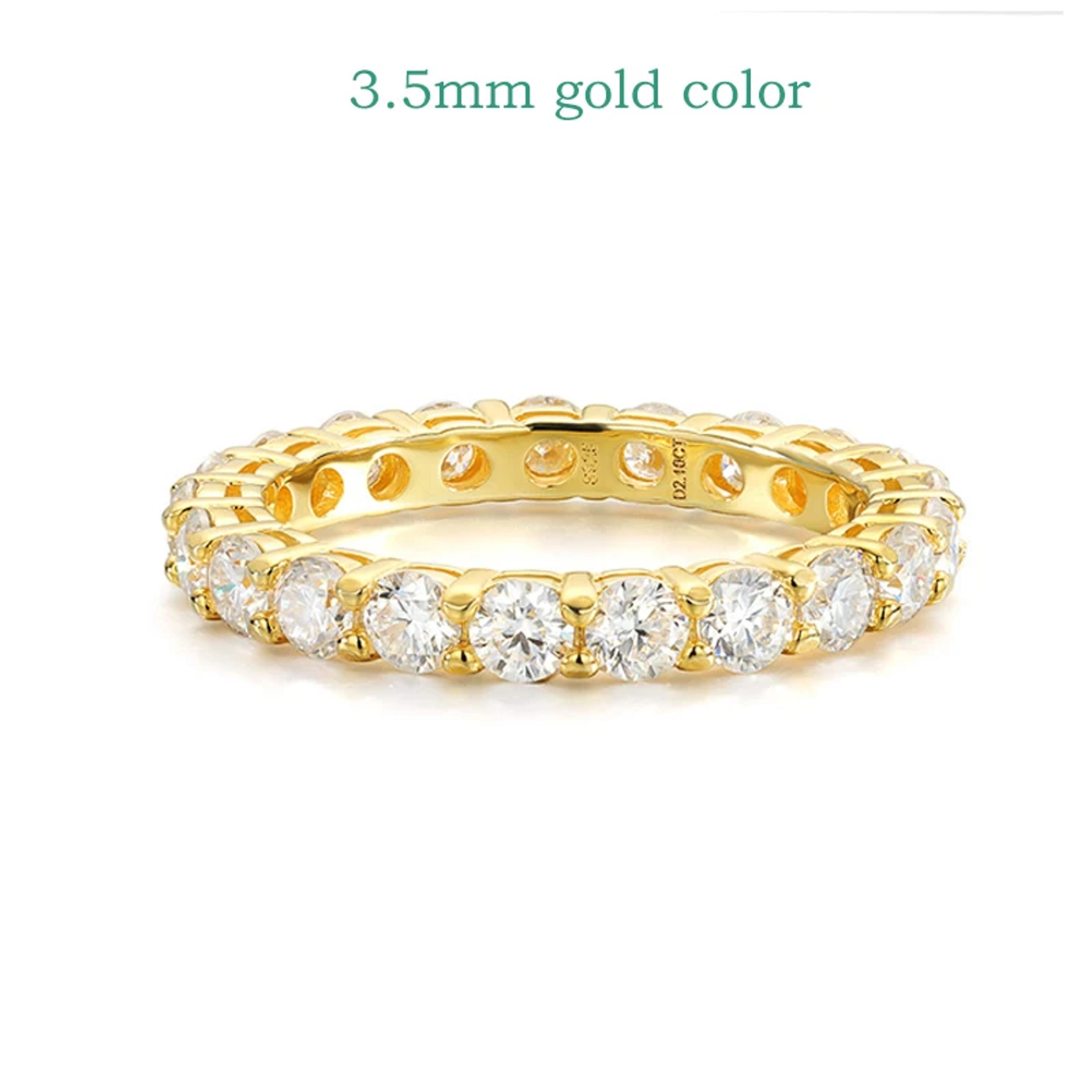 Moissanite Eternity Ring 18K Gold Plated 925 Sterling Silver Wedding Band 8