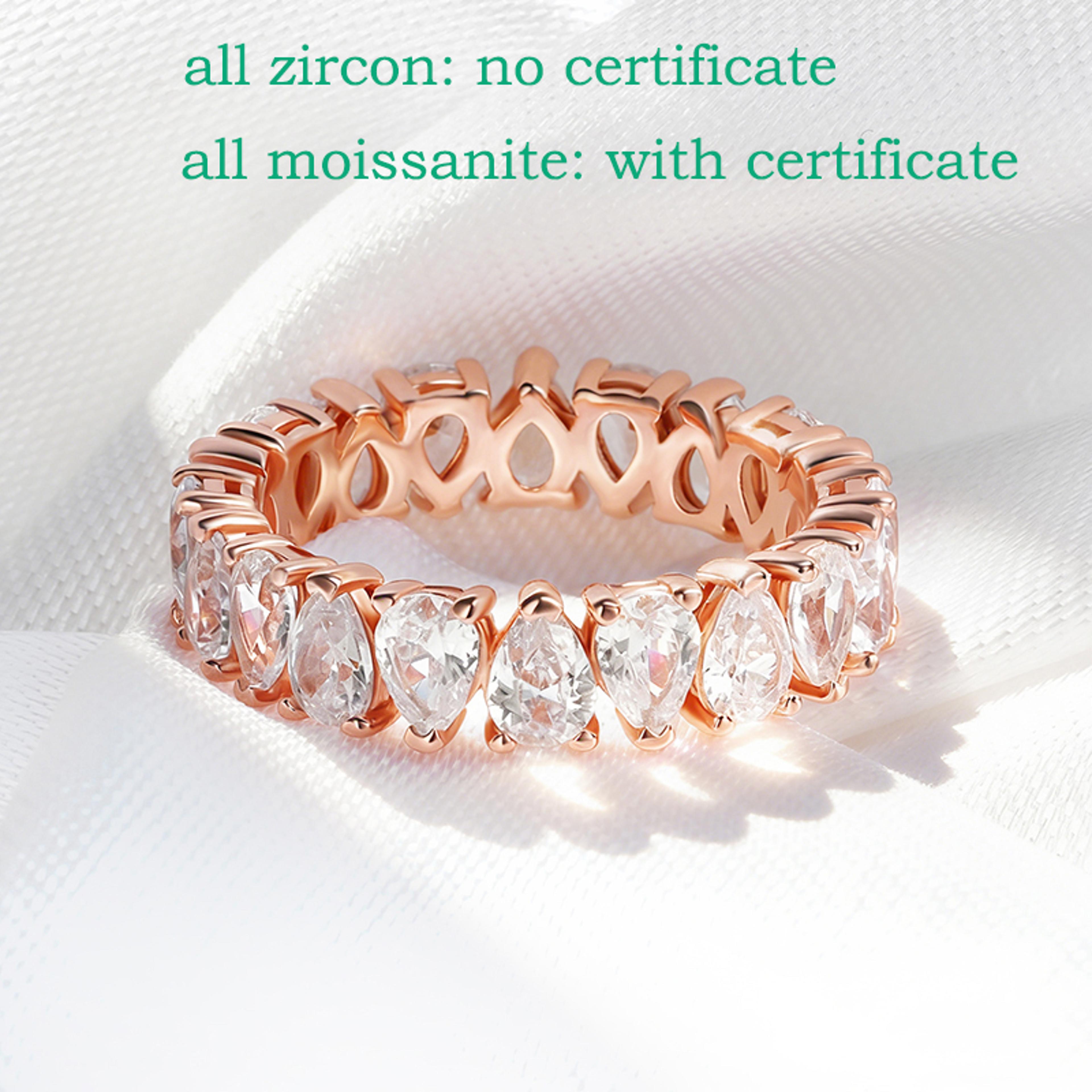 Pear Cut Moissanite Eternity Ring 925 Sterling Silver Wedding Band 2