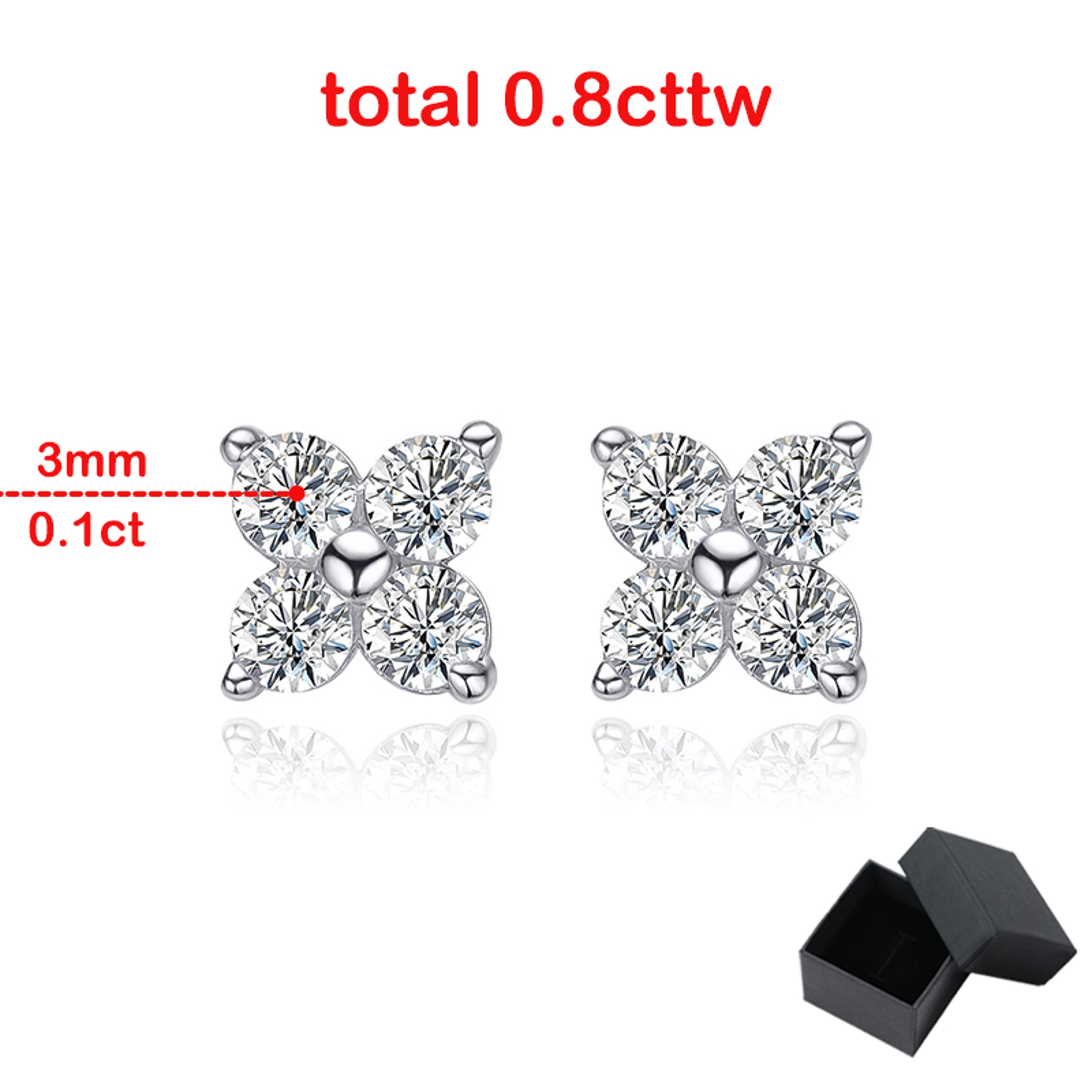 Radiant 08CTTW Moissanite Stud Earrings In S925 Sterling Silver 5