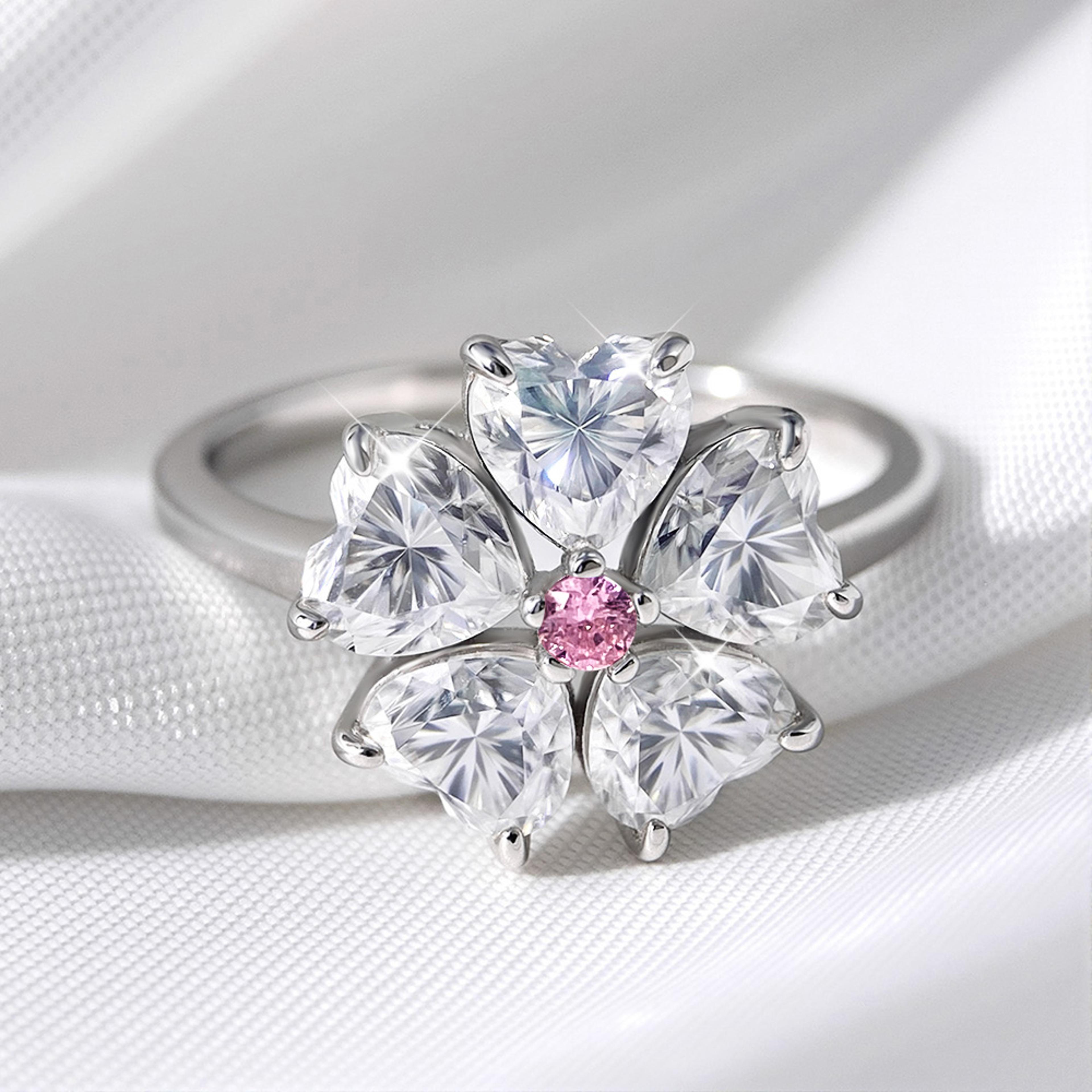 14K Gold Plated Moissanite Ring For Women 925 Sterling Silver Wedding Band 1
