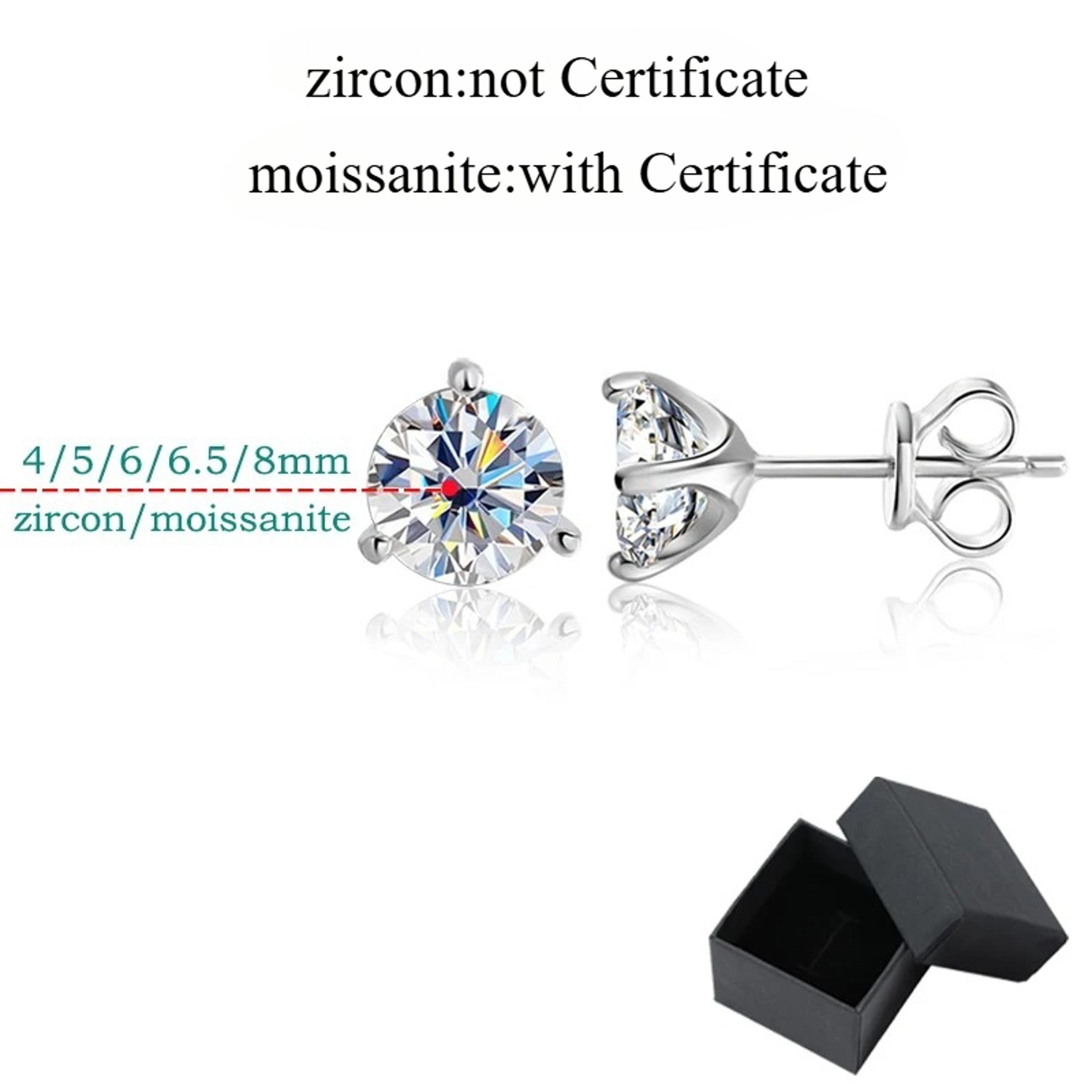 Radiant 3 Claw Moissanite Stud Earrings In 925 Sterling Silver 6