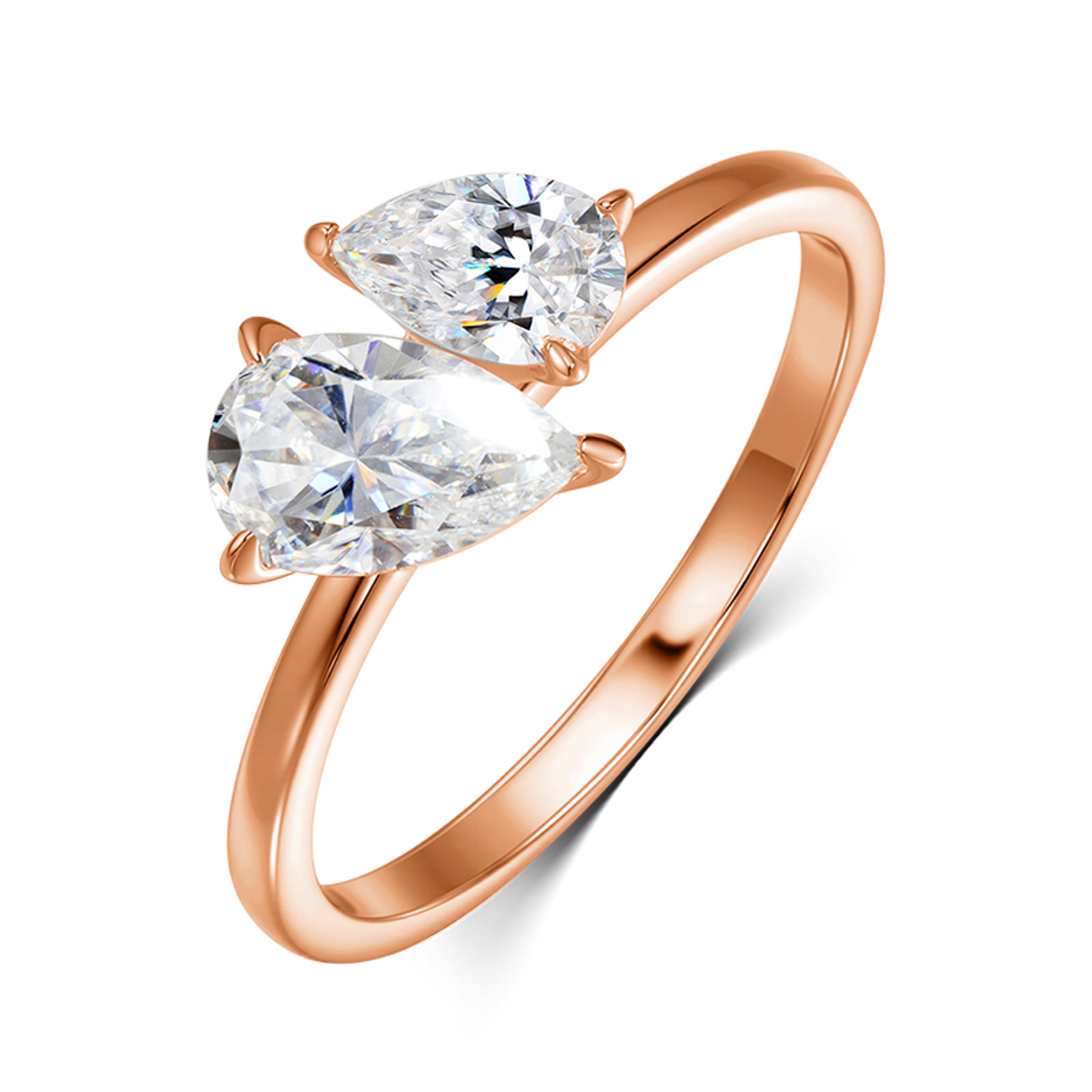 Double Pear Cut Moissanite Ring 925 Sterling Silver Toi Et Moi Engagement Ring 8