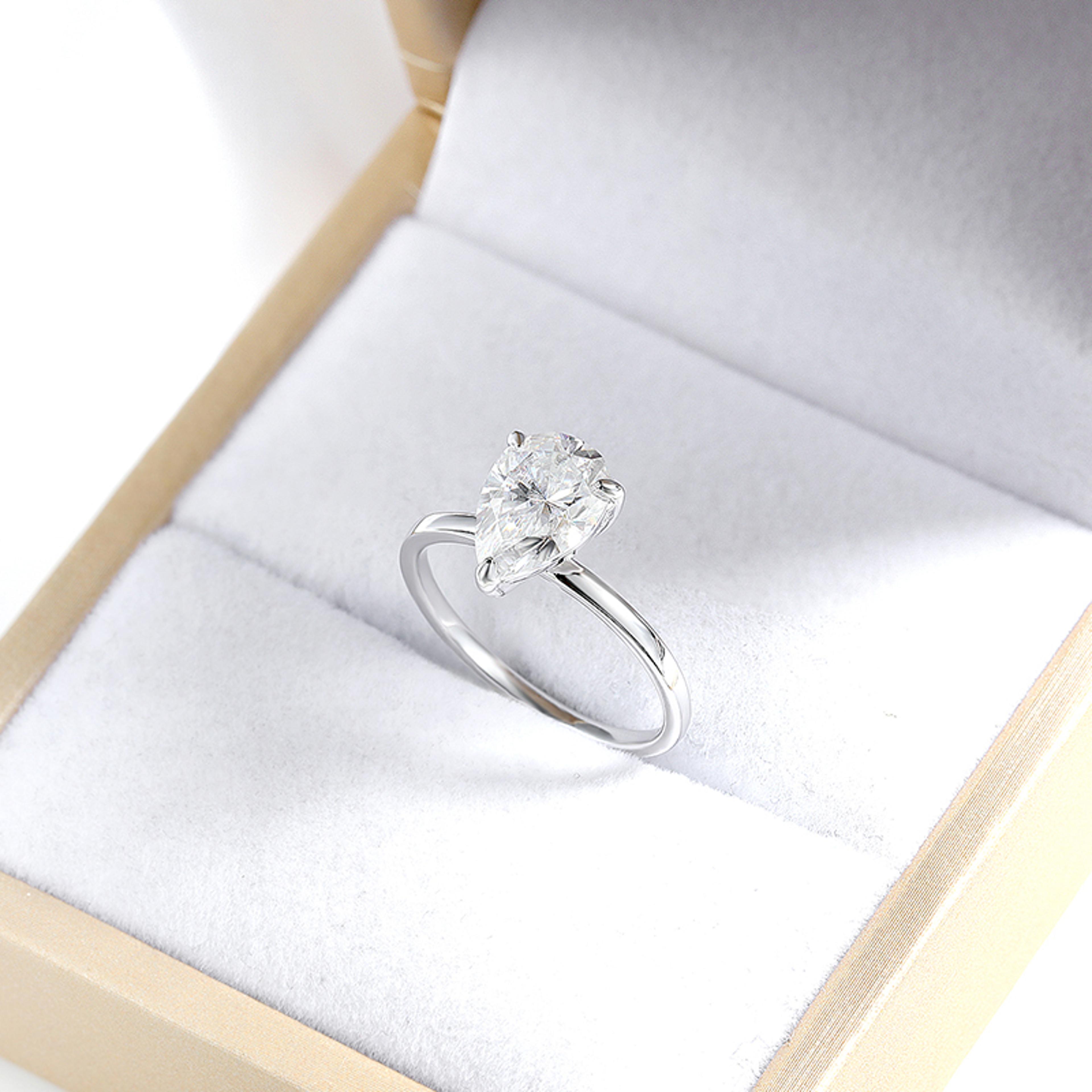 Pear Cut Moissanite Solitaire Engagement Ring In 925 Sterling Silver 4