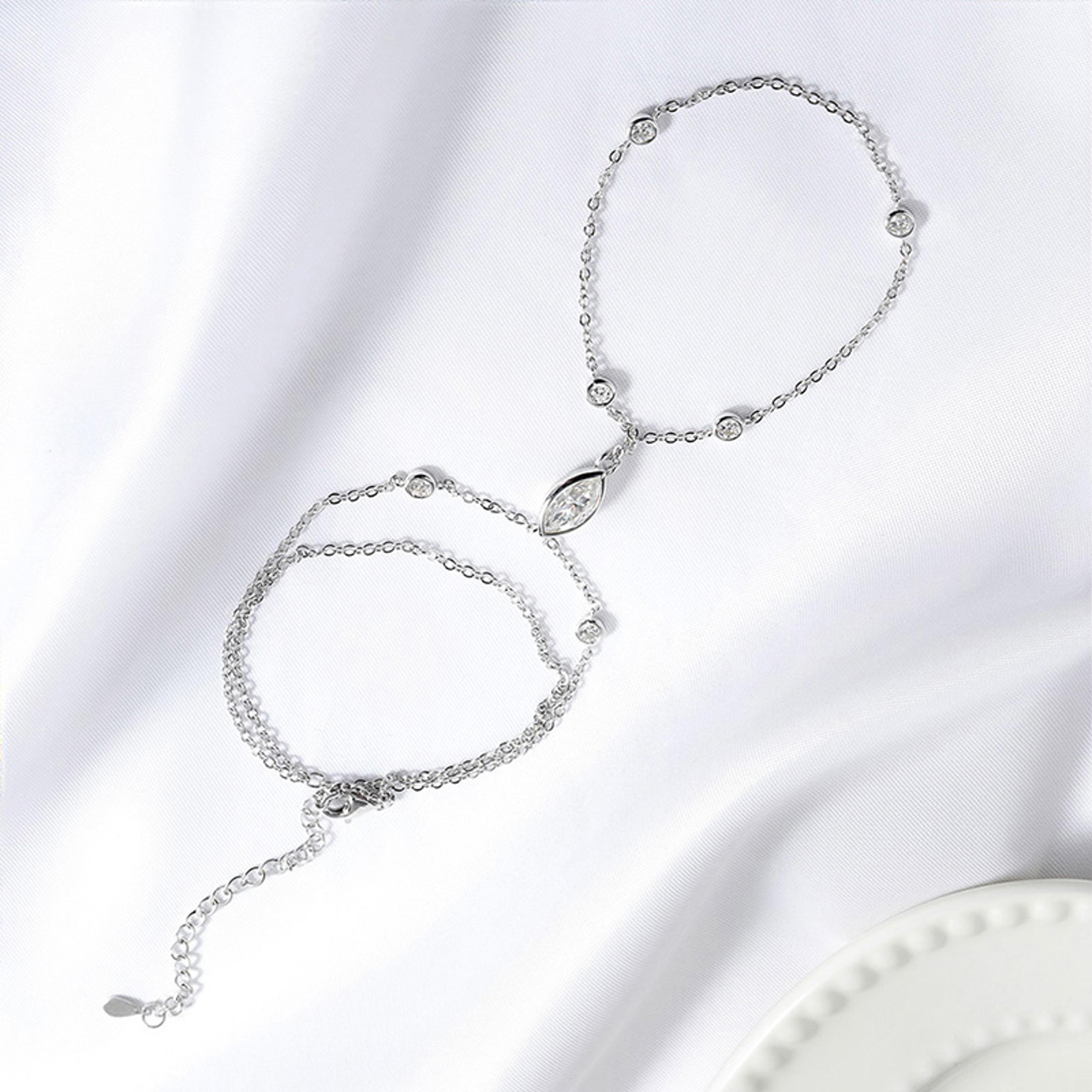 Marquise Bubble Moissanite Bracelet Adjustable S925 Sterling Silver Jewelry 5