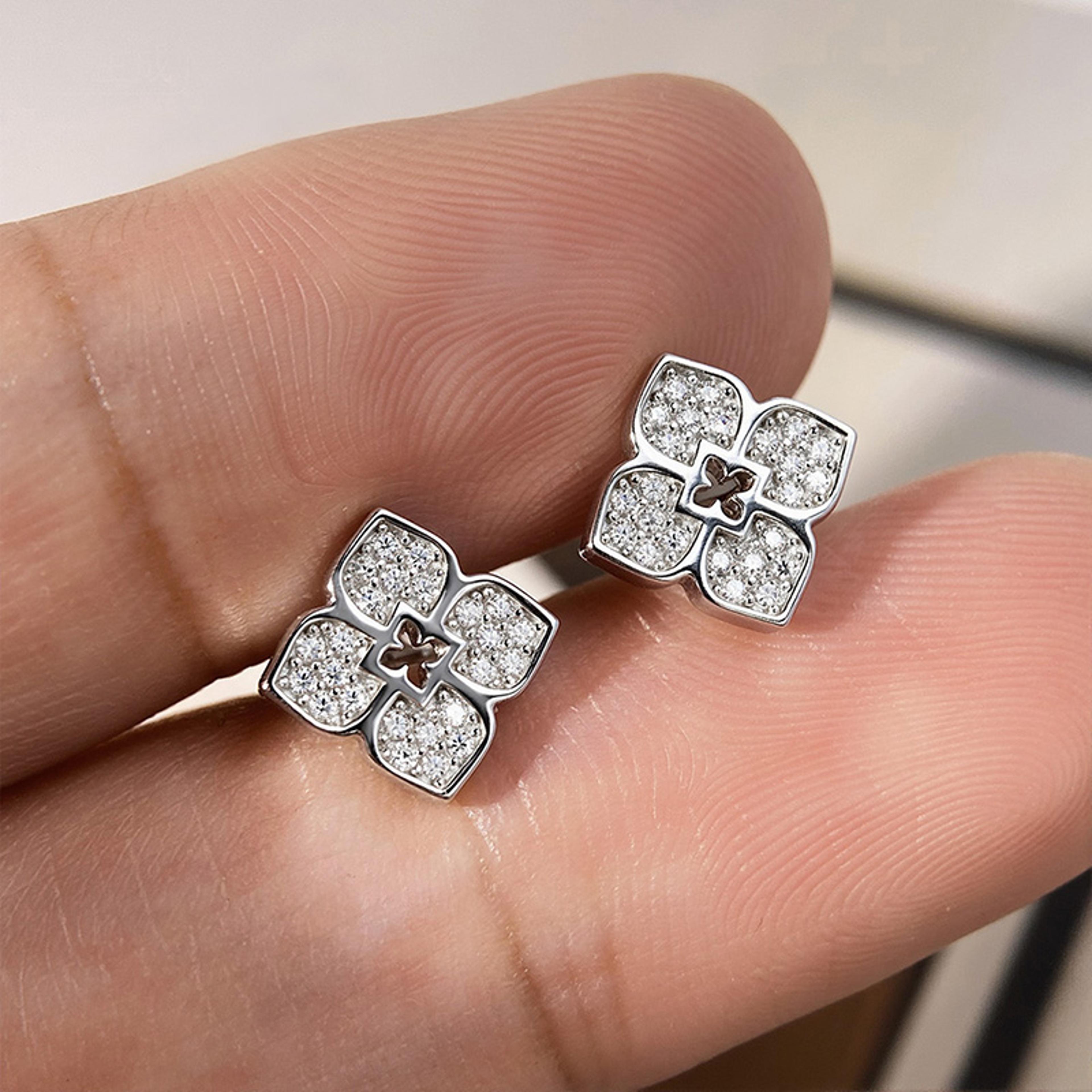 Radiant Bloom Moissanite Flower Stud Earrings In 925 Sterling Silver 5
