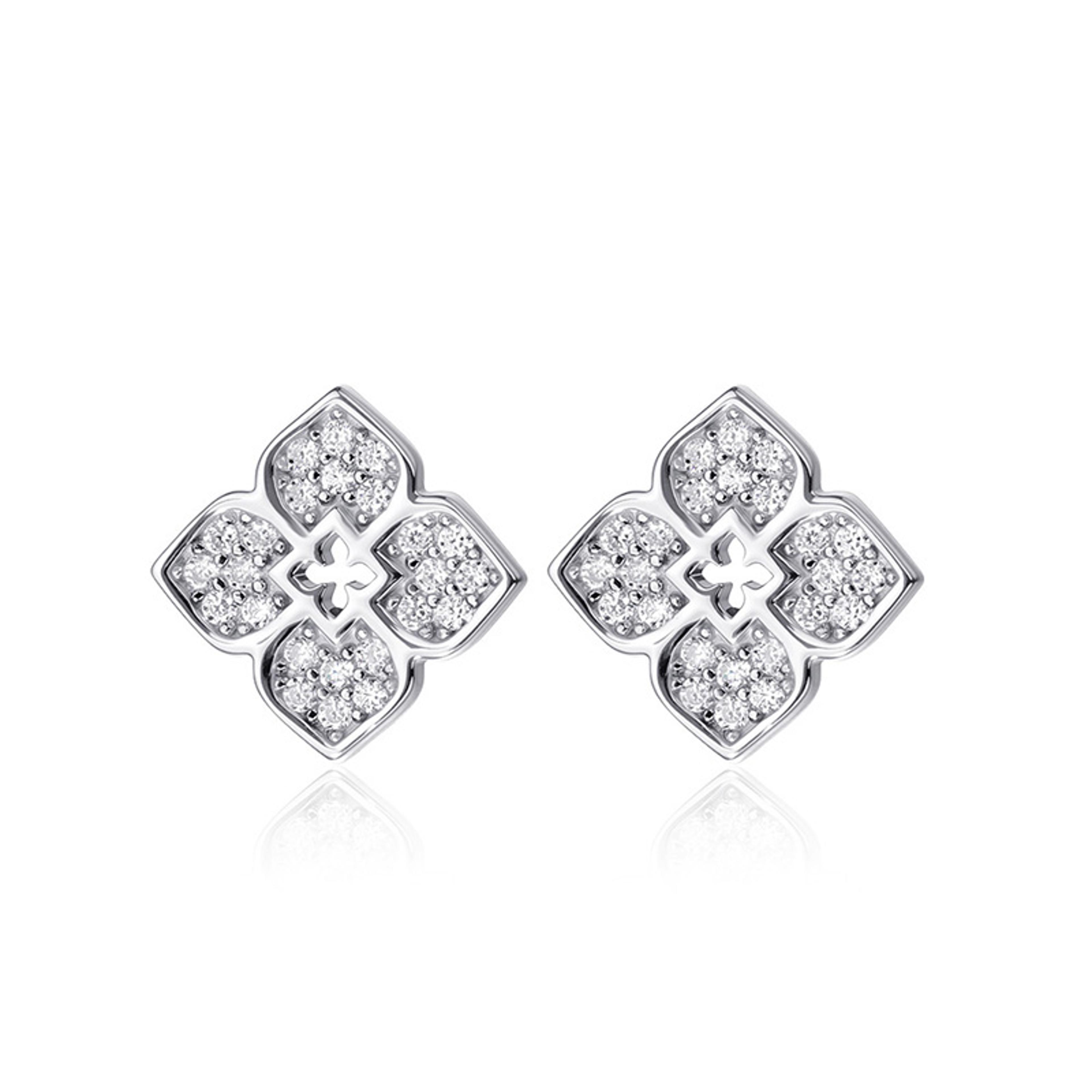 Radiant Bloom Moissanite Flower Stud Earrings In 925 Sterling Silver 7