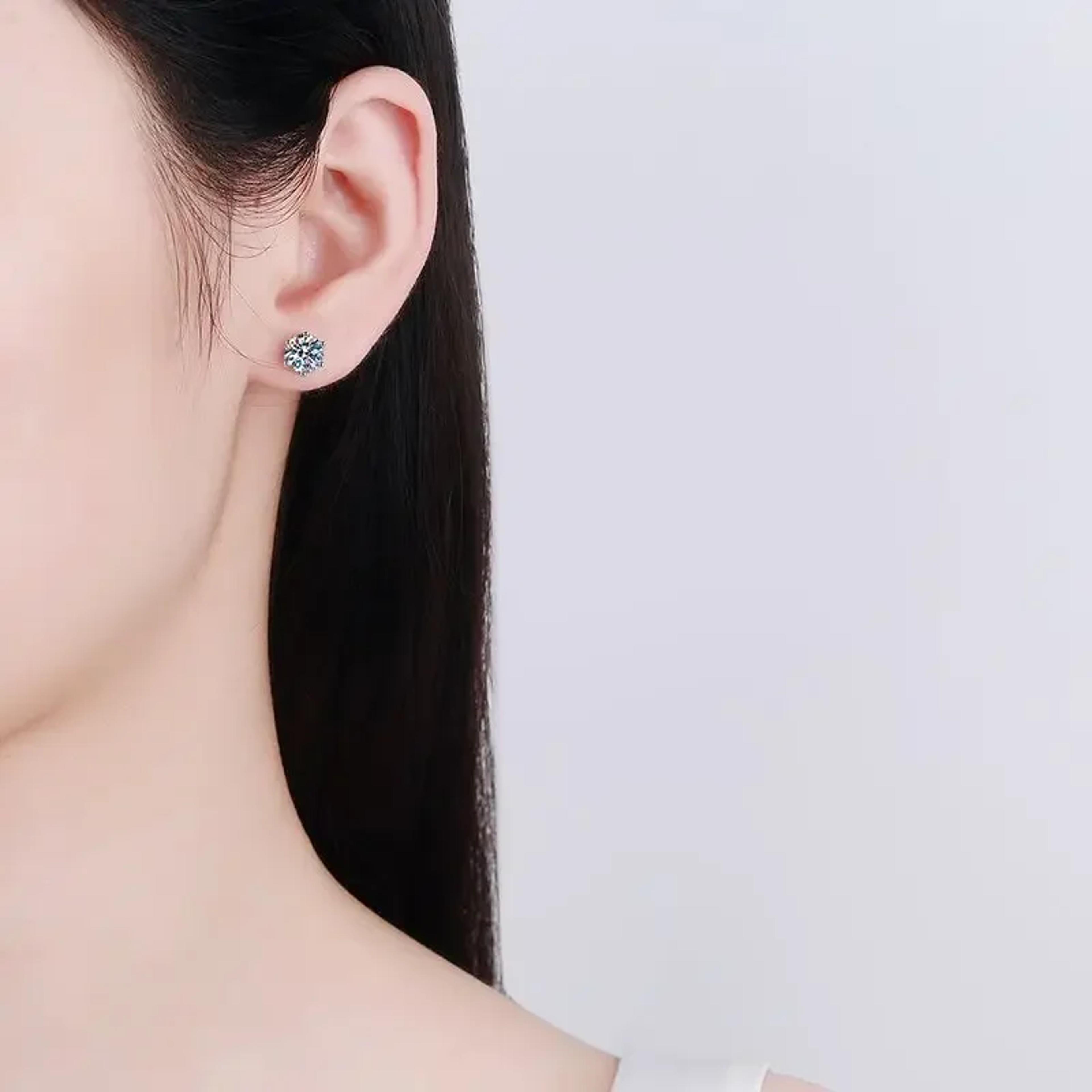 Radiant D Color Moissanite Stud Earrings In 925 Sterling Silver With Secure Screw Back 4