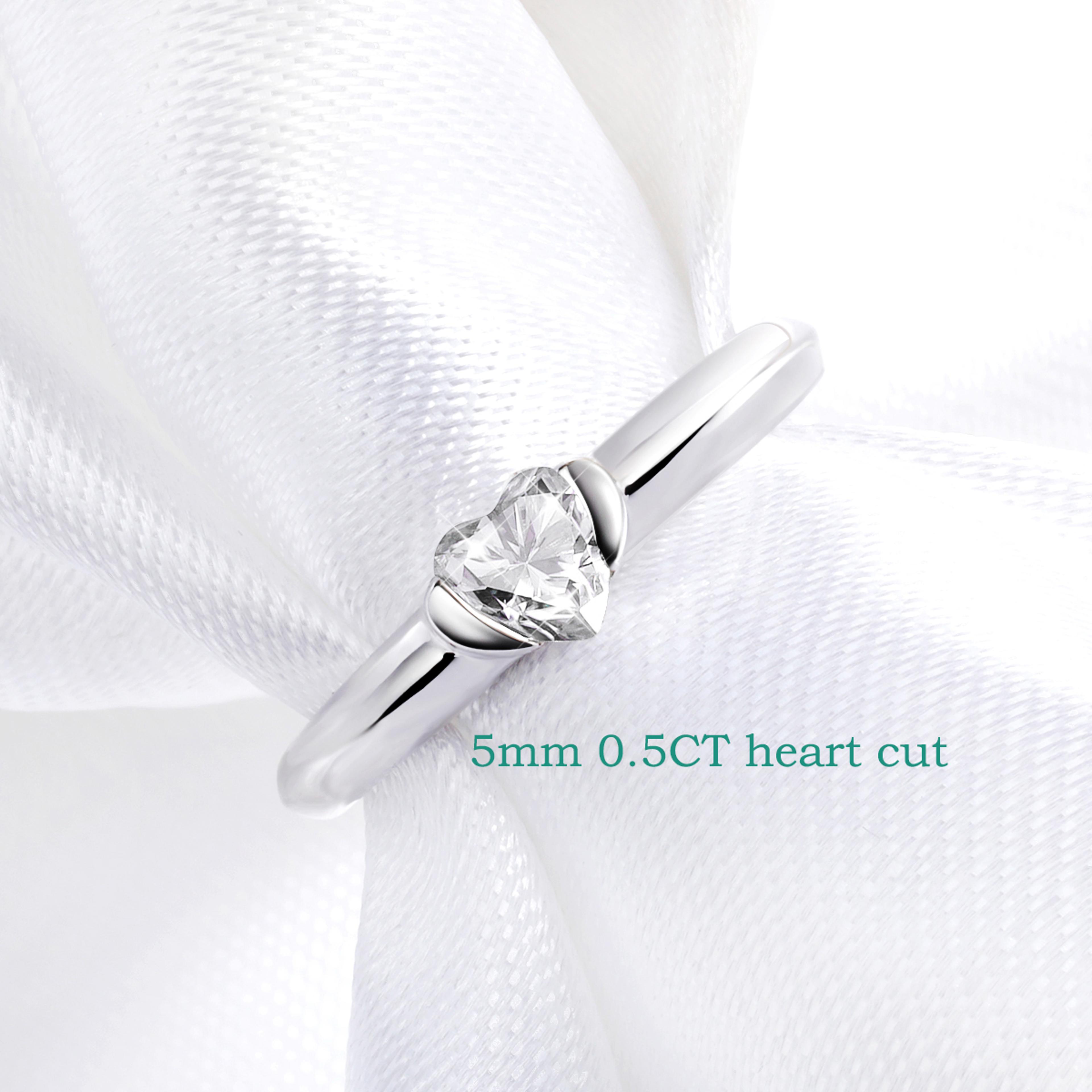 Heart Cut Moissanite Engagement Ring In 925 Sterling Silver 2
