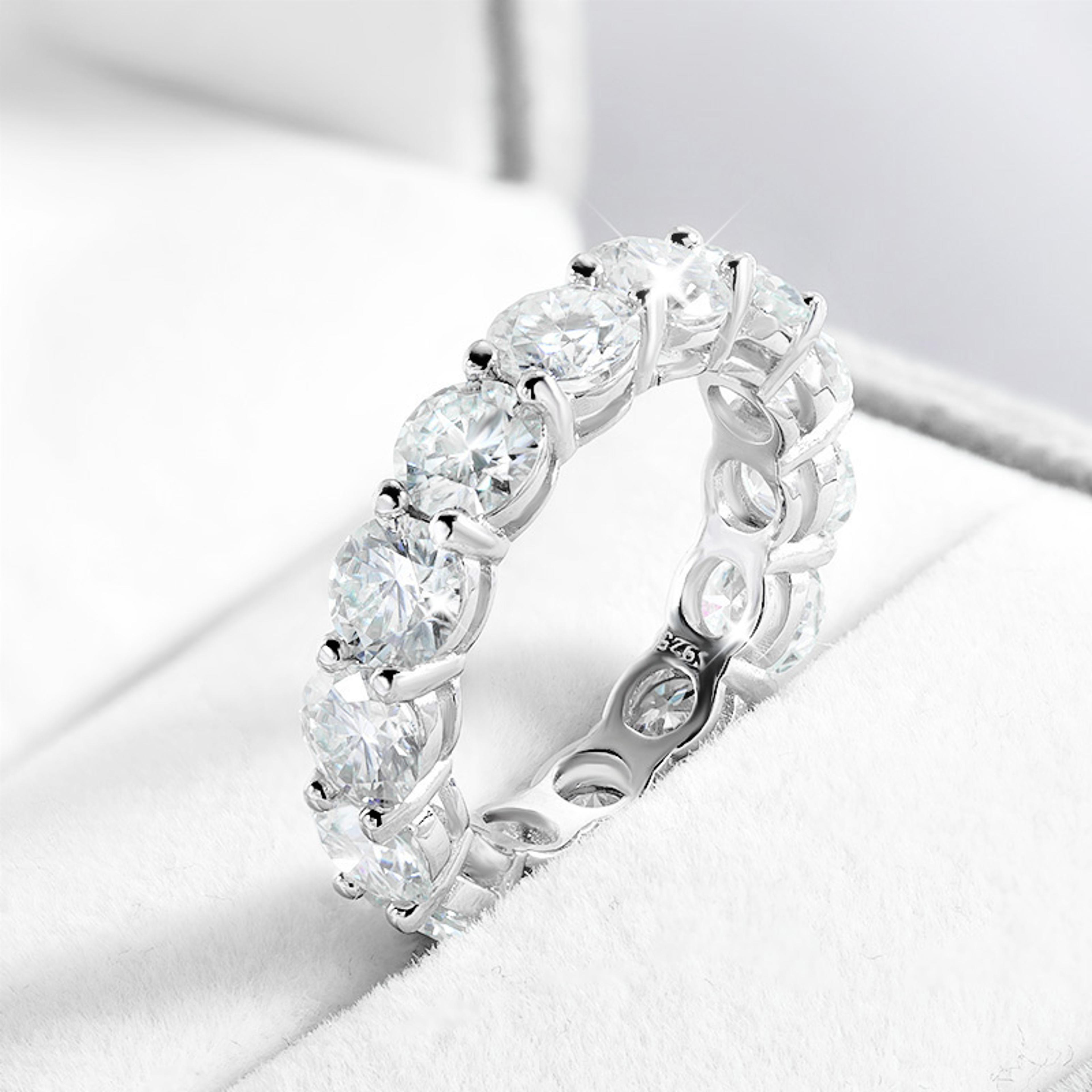 Moissanite Eternity Ring 925 Sterling Silver Wedding Band 3
