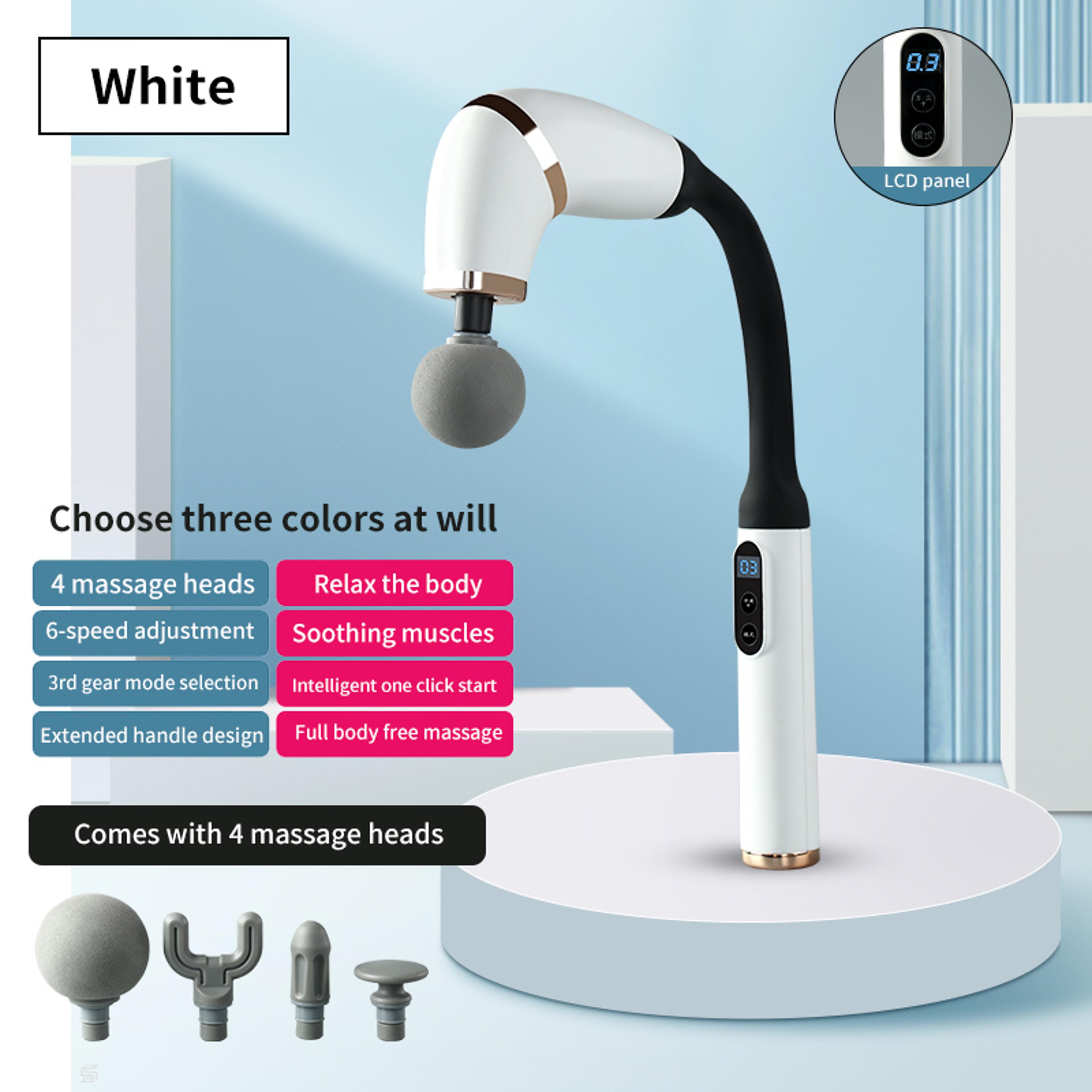 Extended Handle Deep Tissue Massage Gun With U Shaped Back Massager And 4 Massage Heads 7