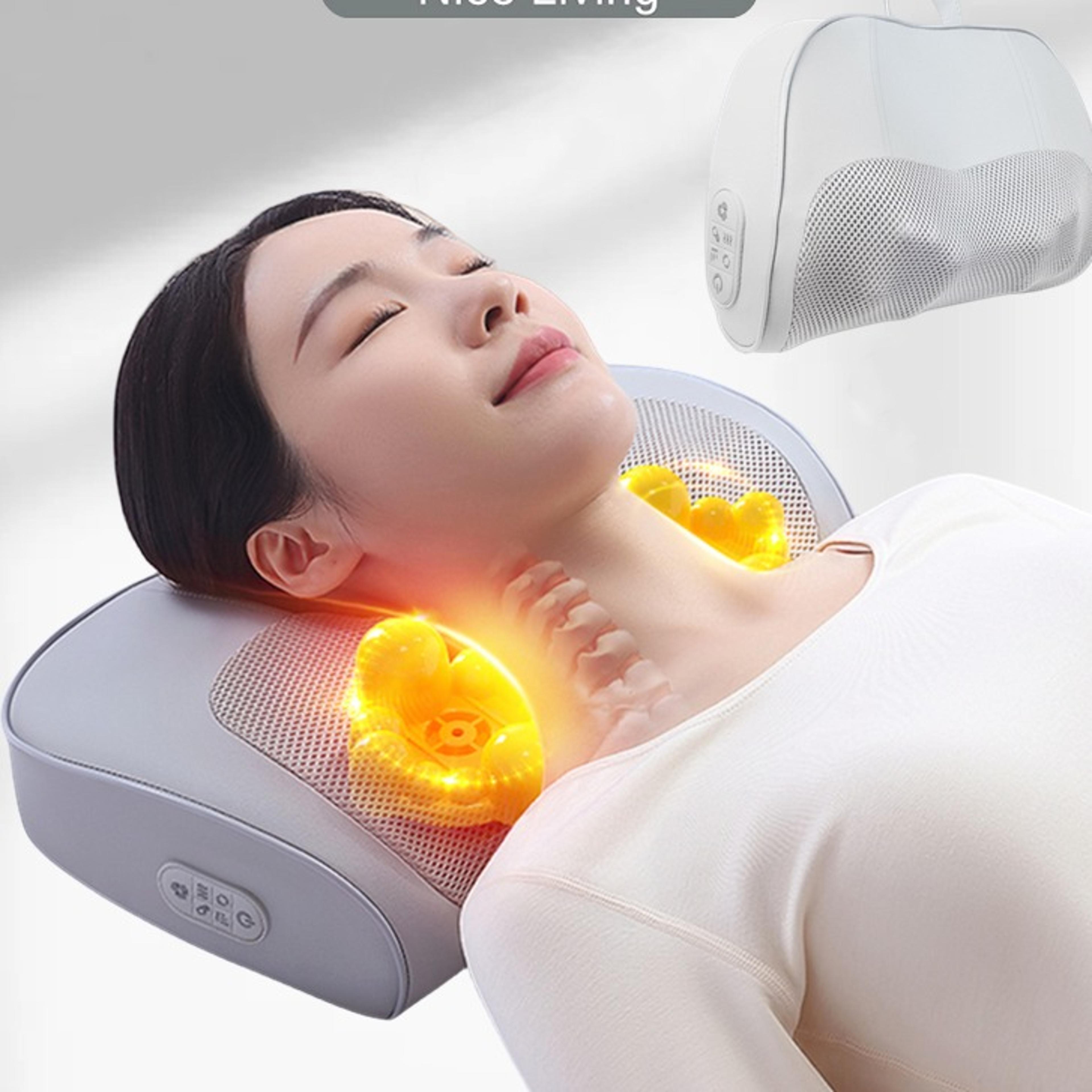 heated shiatsu massage pillow deep kneading neck back and shoulder massager