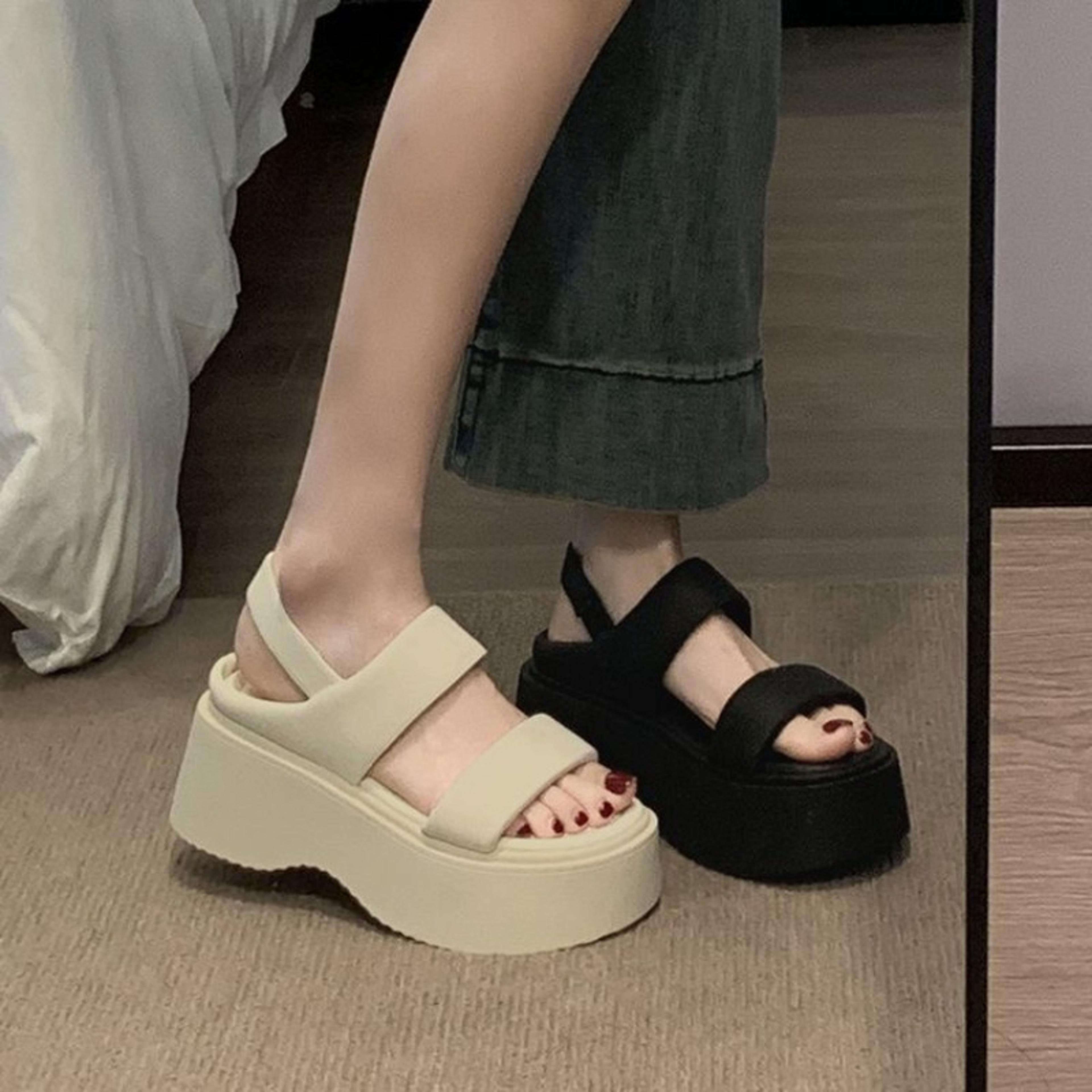 Womens Chunky Wedge Sandals 8CM Platform Heel Summer Slides 2