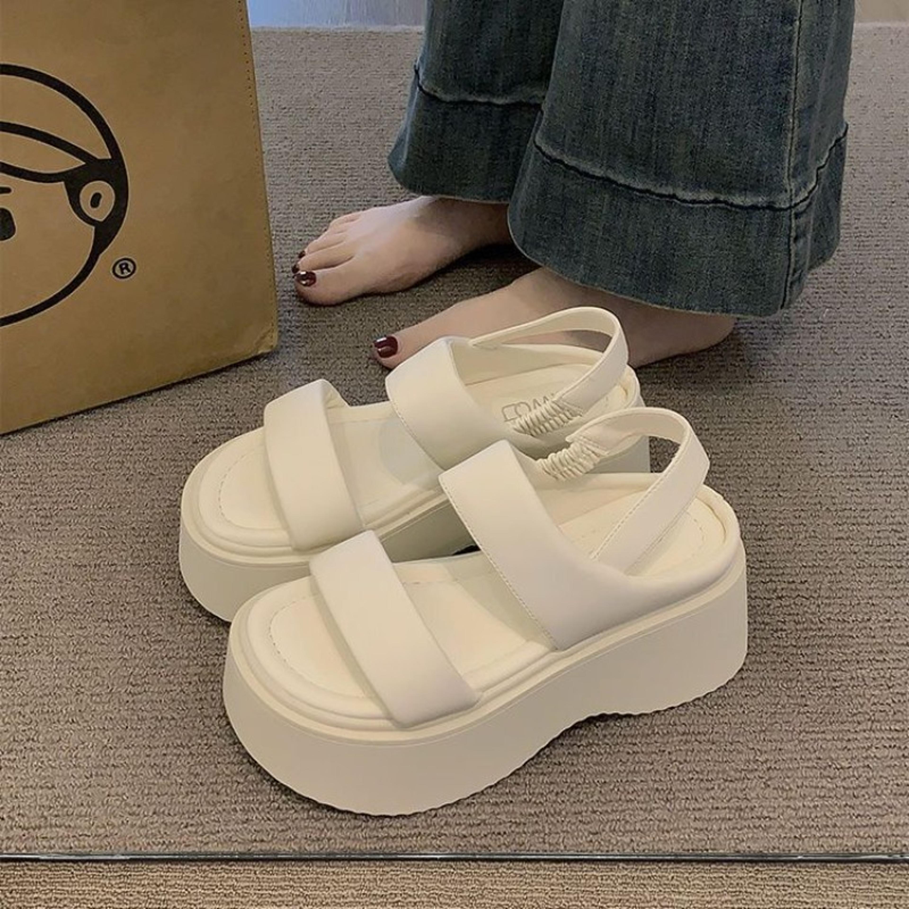 Womens Chunky Wedge Sandals 8CM Platform Heel Summer Slides 6