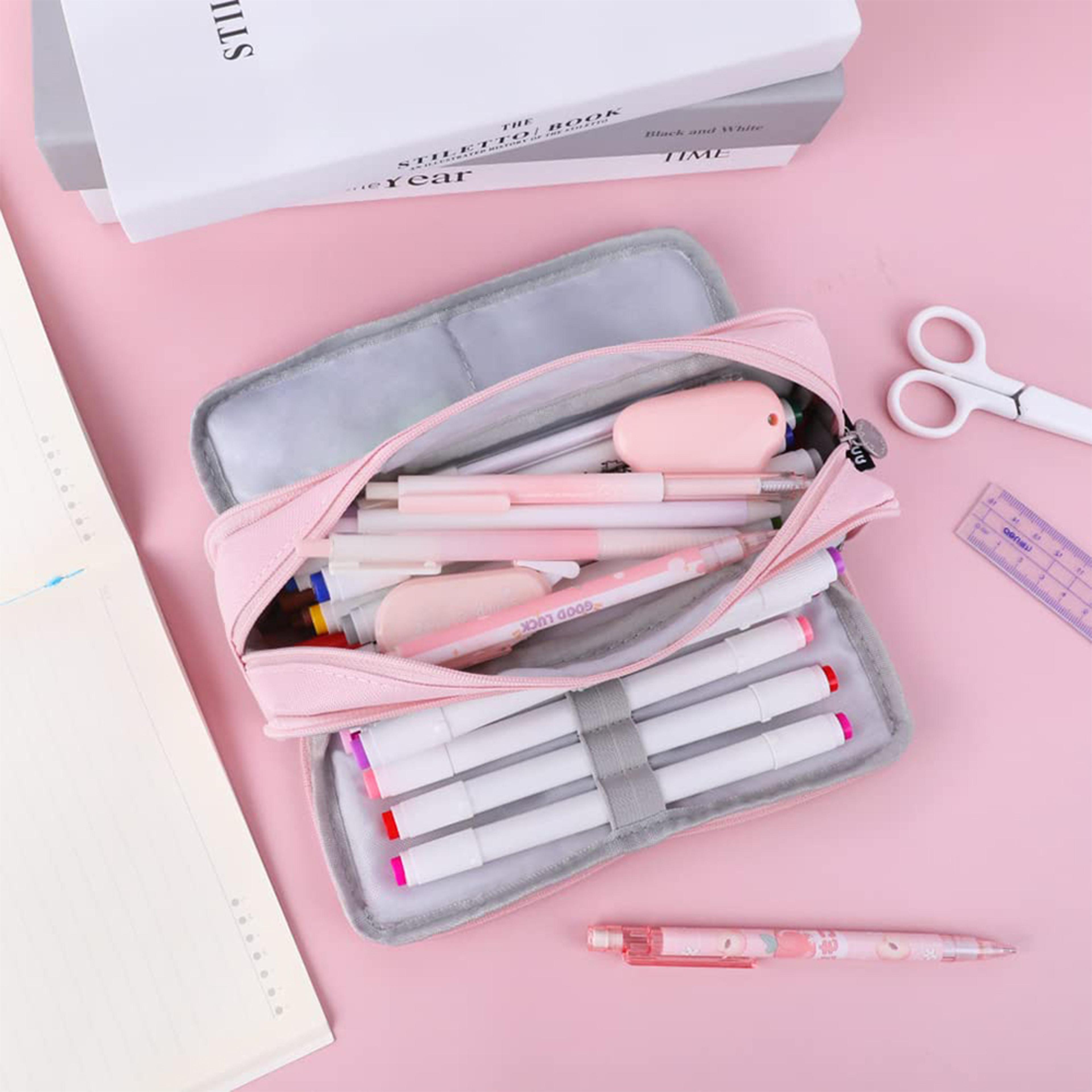 3 Compartment Large Capacity Pencil Case Stationery Organizer Pouch 4