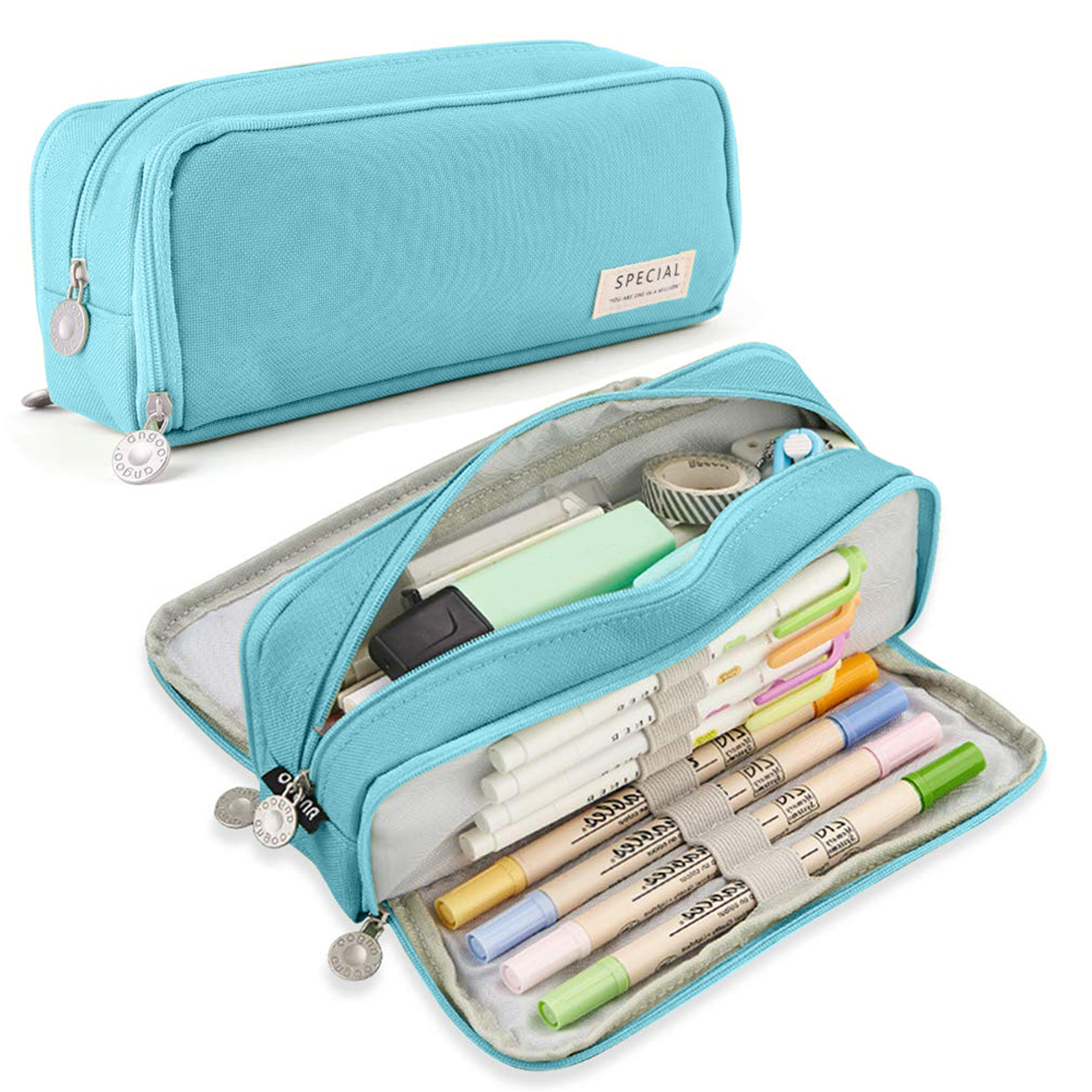 3 Compartment Large Capacity Pencil Case Stationery Organizer Pouch 0