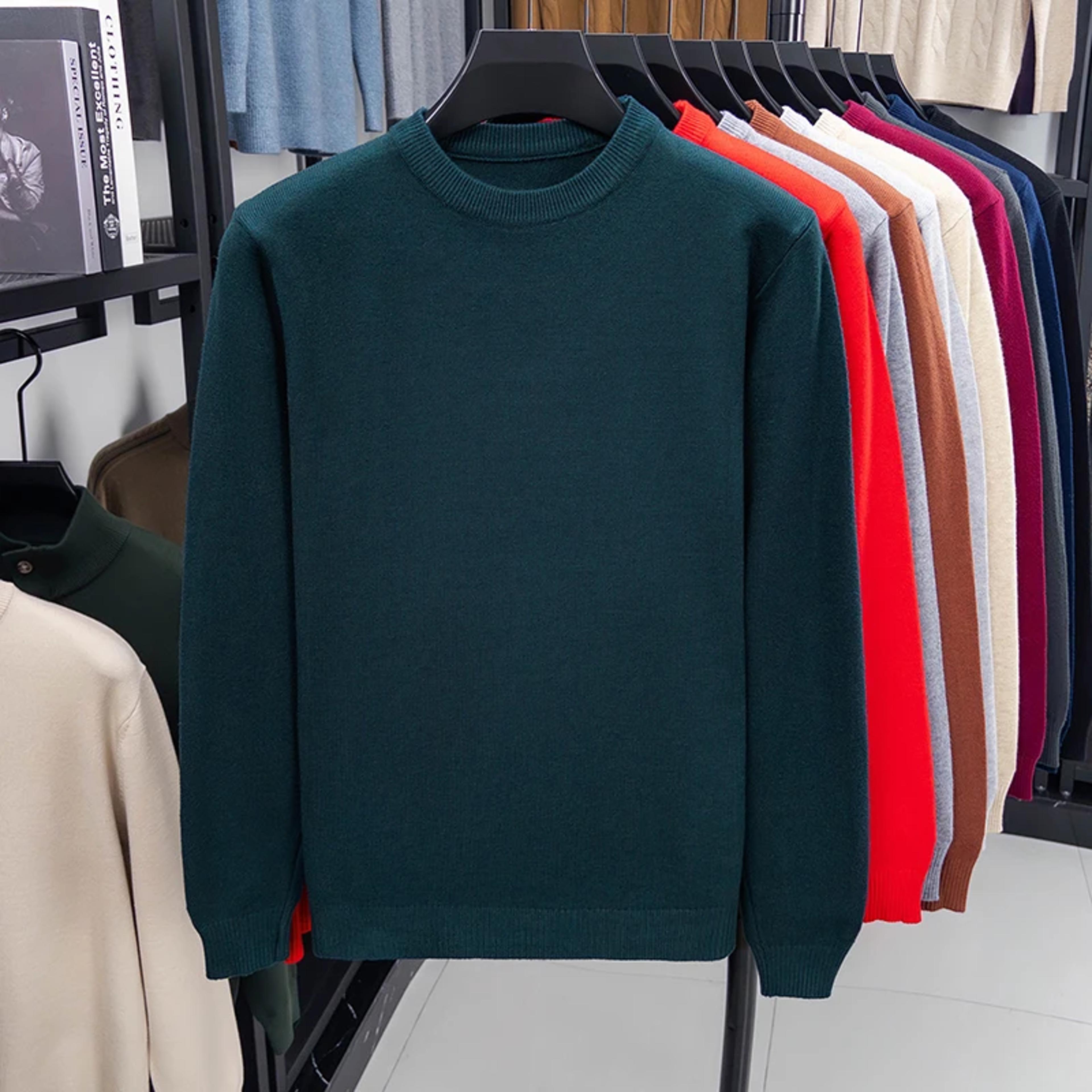 Mens Diamond Pattern Knit Sweater Casual Crew Neck Pullover 7