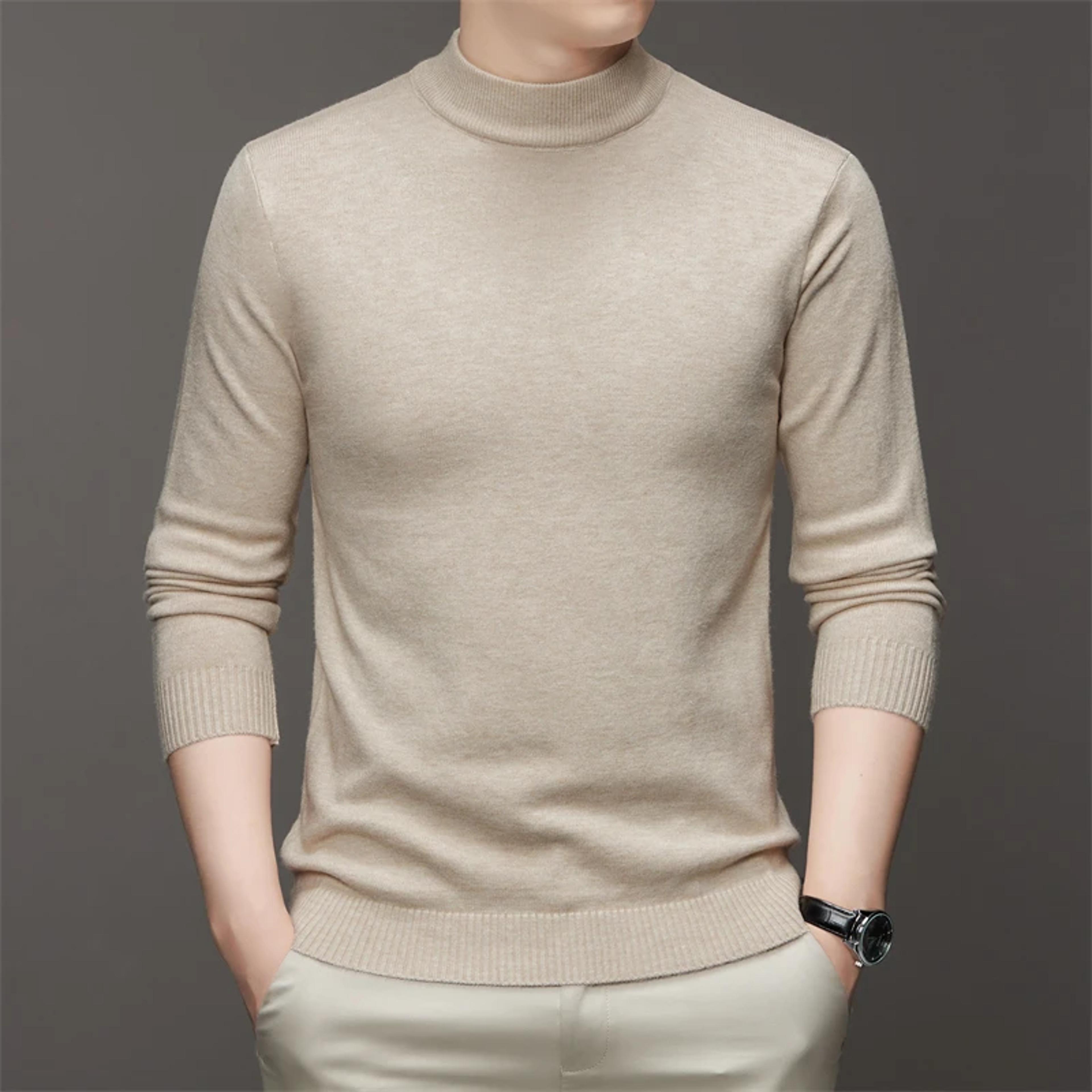 Mens Mock Neck Sweater Soft Warm Long Sleeve Pullover 2