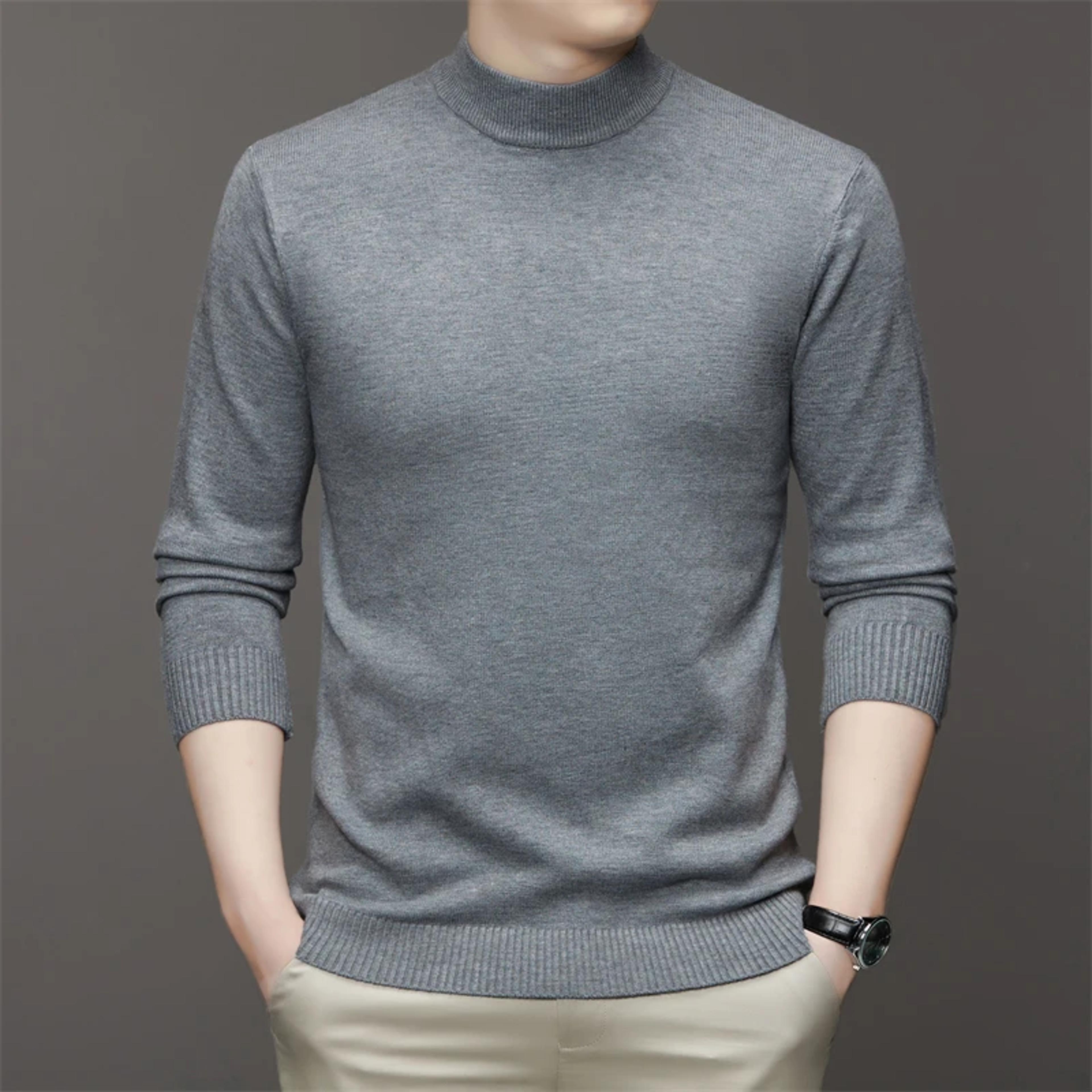 Mens Mock Neck Sweater Soft Warm Long Sleeve Pullover 5
