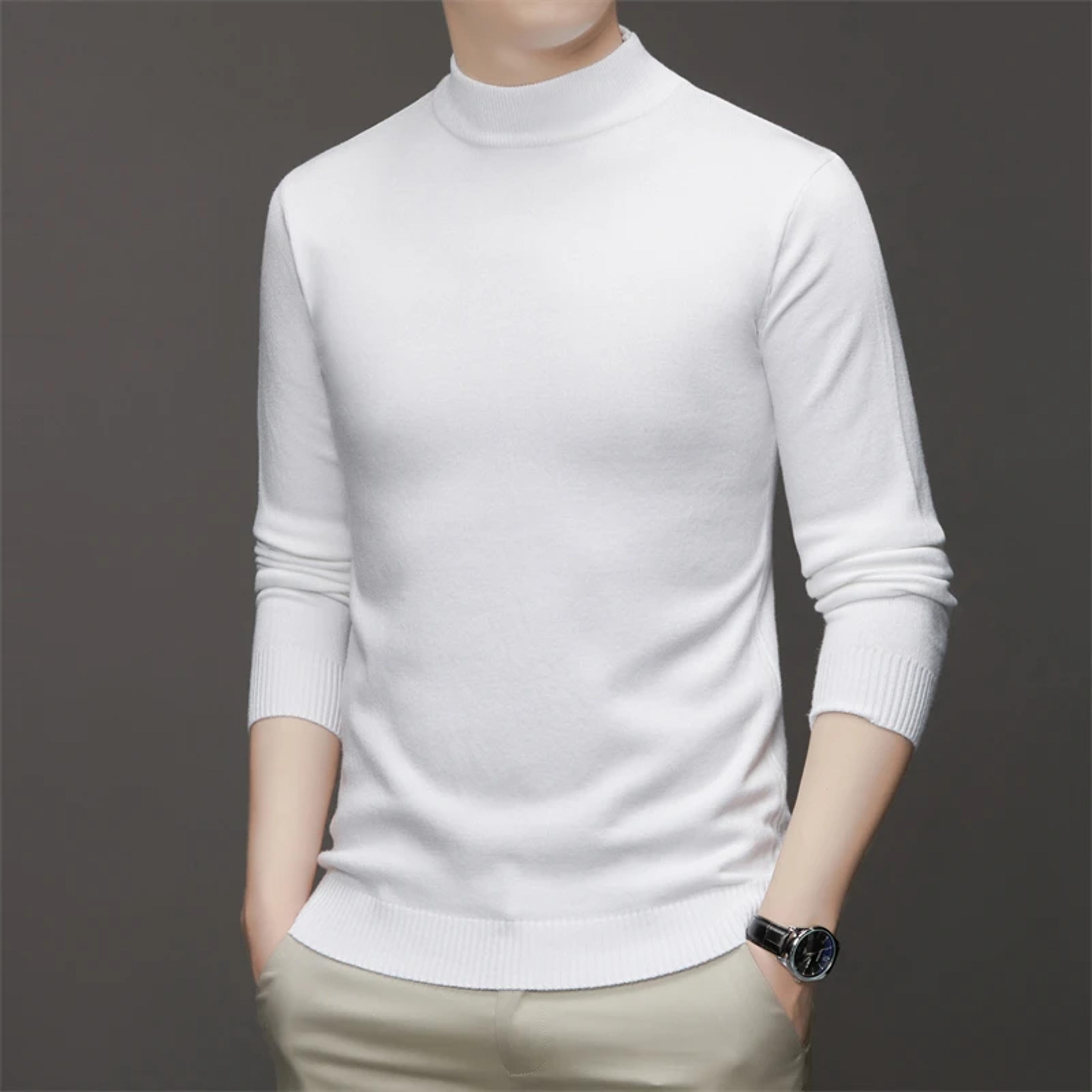Mens Mock Neck Sweater Soft Warm Long Sleeve Pullover 0