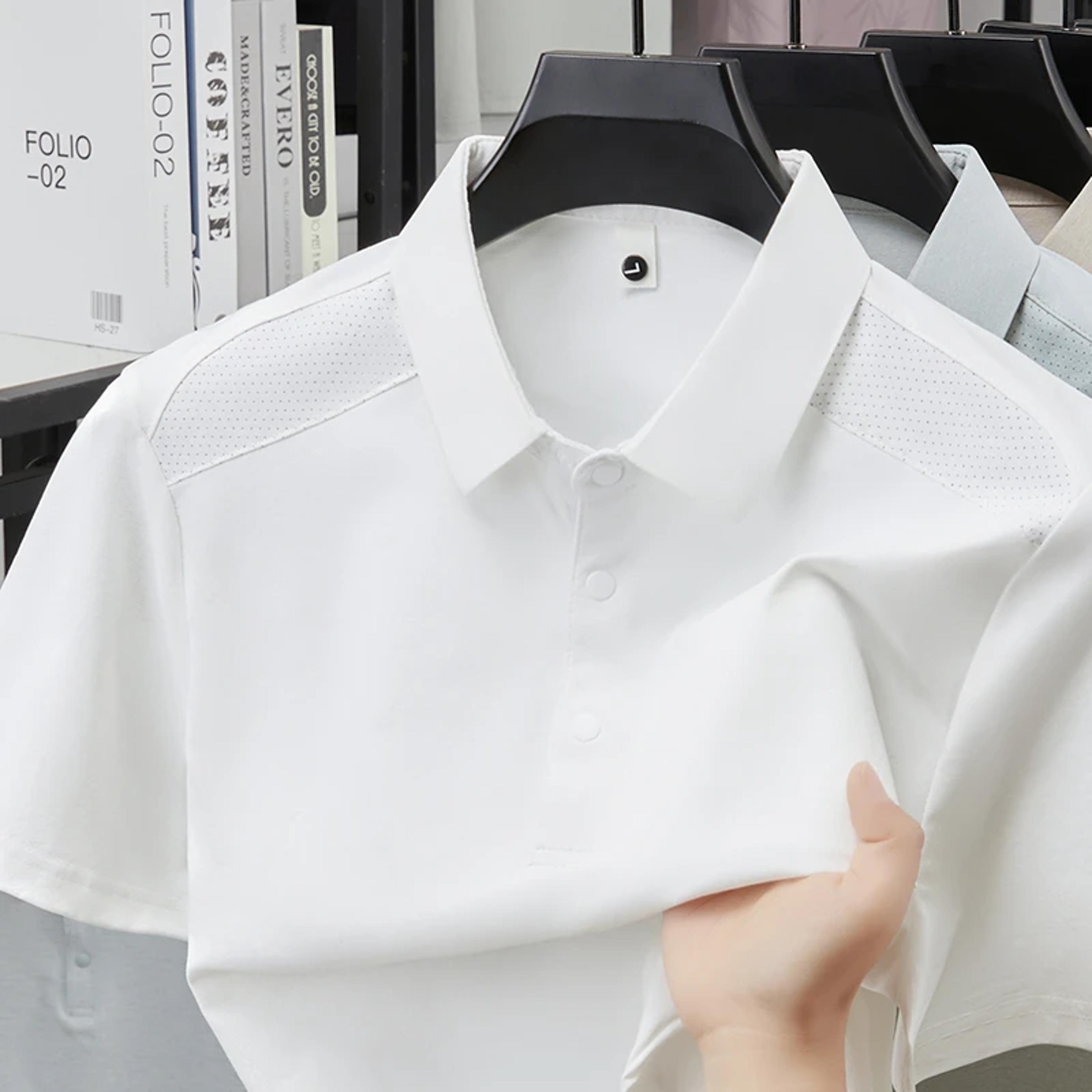 men's breathable wrinkle resistant polo shirt for business casual wear