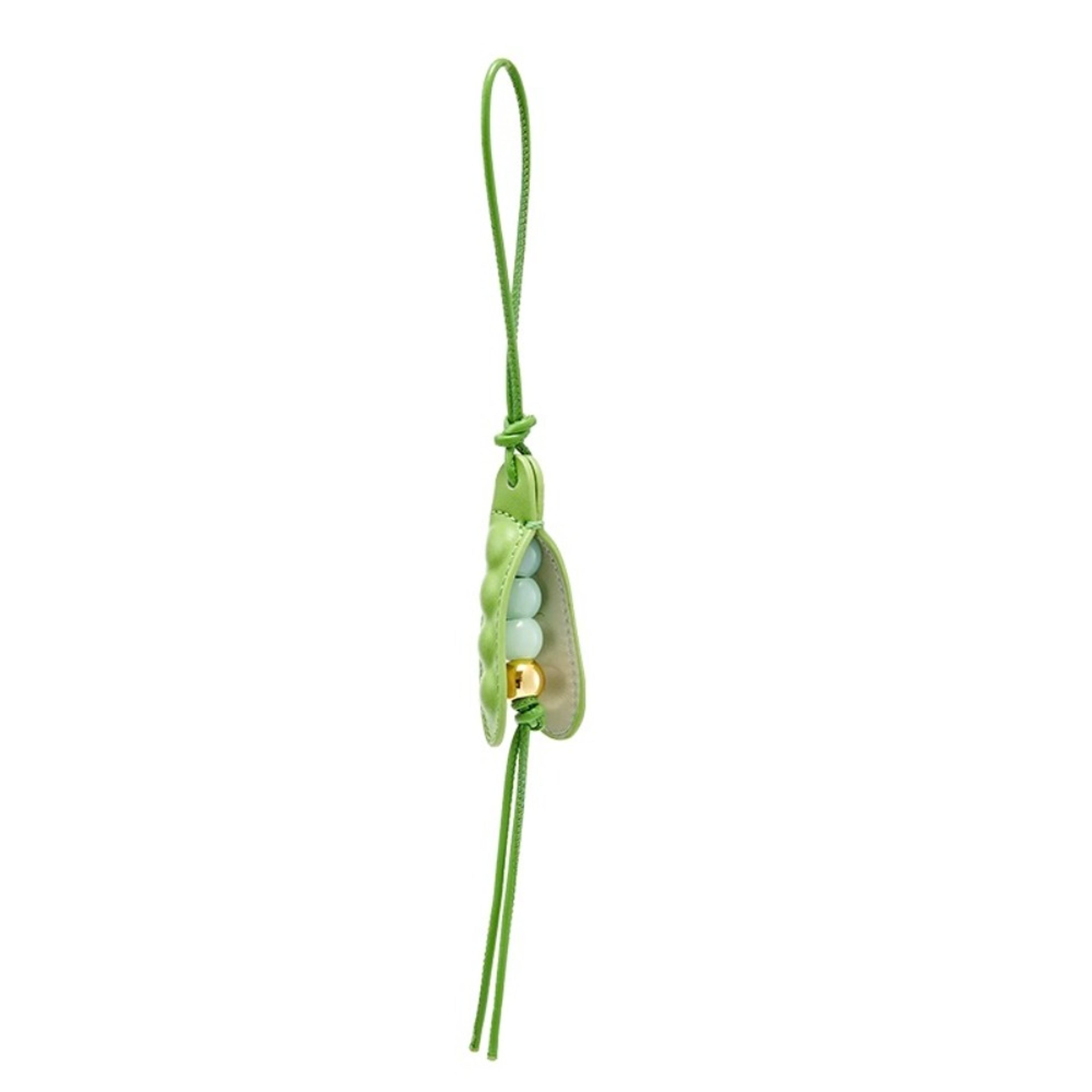 handmade leather pea pod keychain green pea bag charm