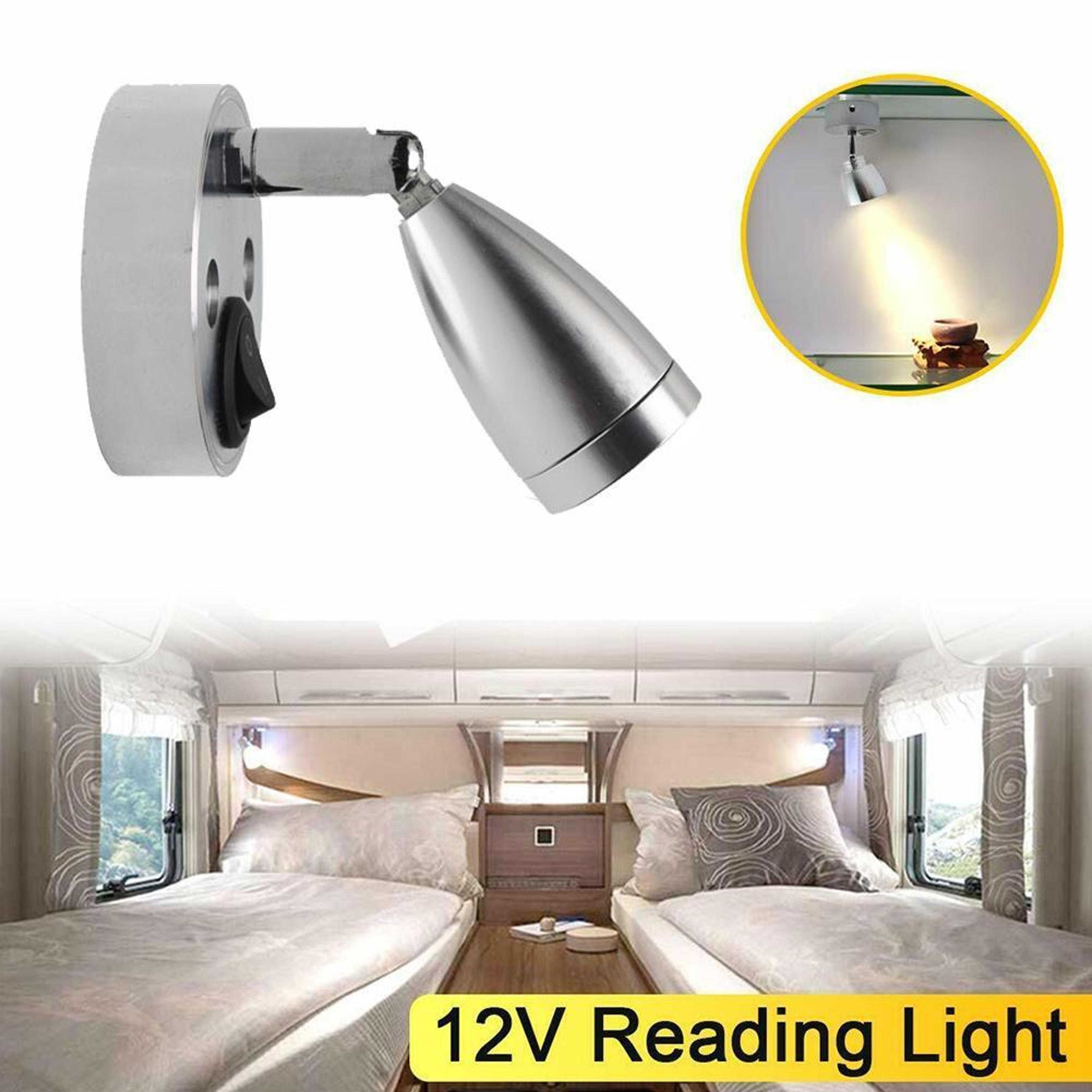 2PCS 12V LED Reading Lights 360 Degree Adjustable RV Campervan Boat Interior Lamps 3