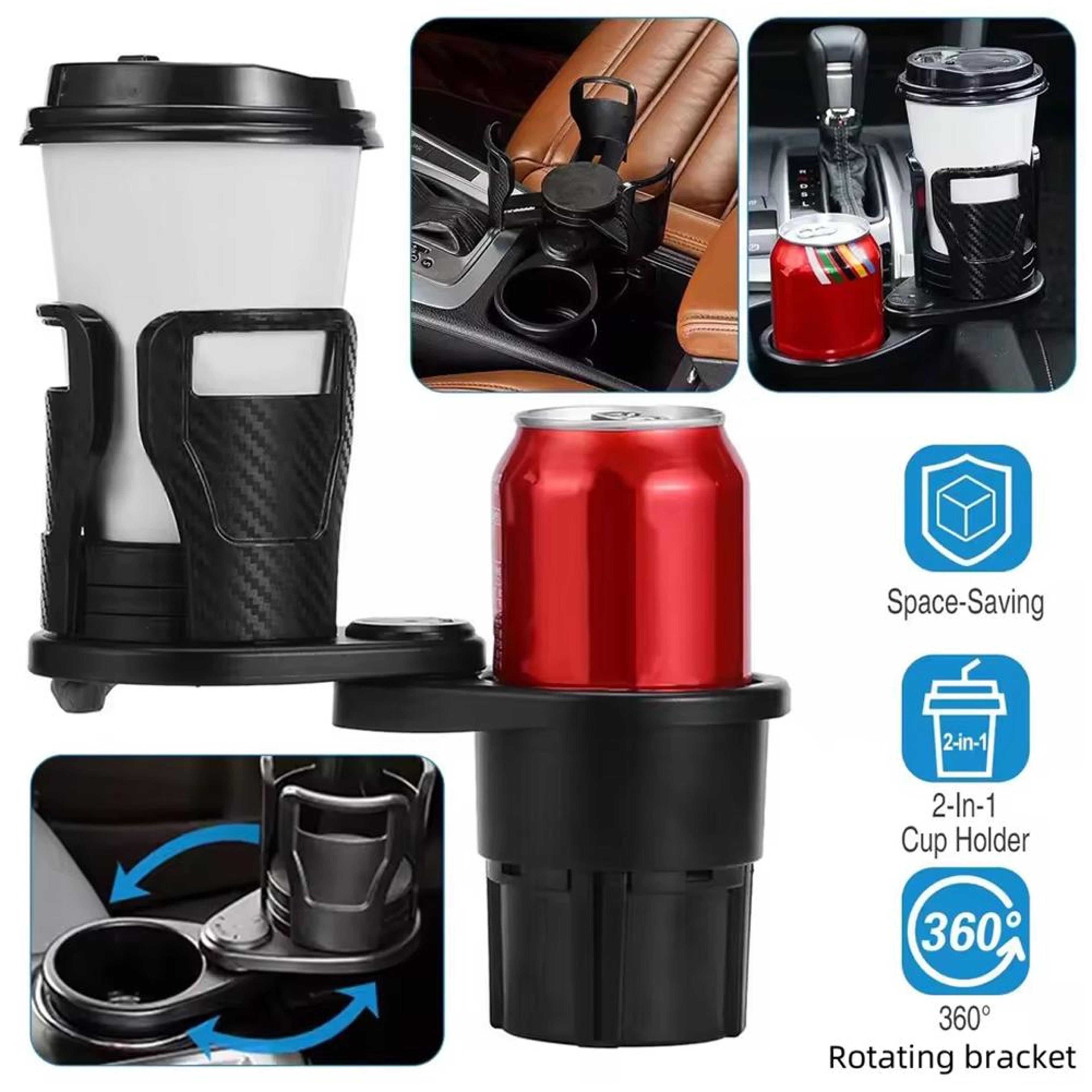 Adjustable Dual Car Cup Holder Expander With Phone Storage 2