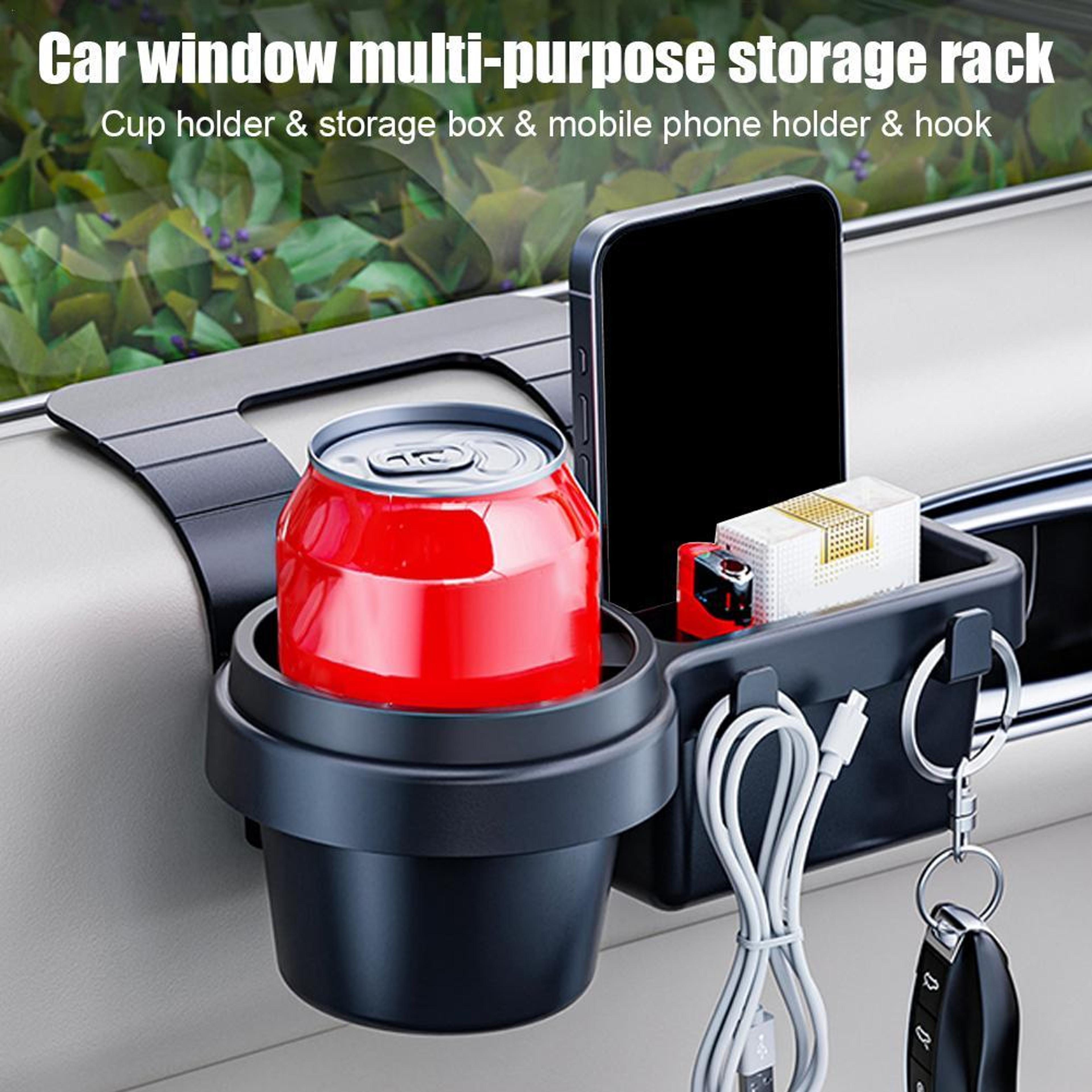 Car Window Cup Holder And Car Door Organizer With Phone Storage And Charging Port 1