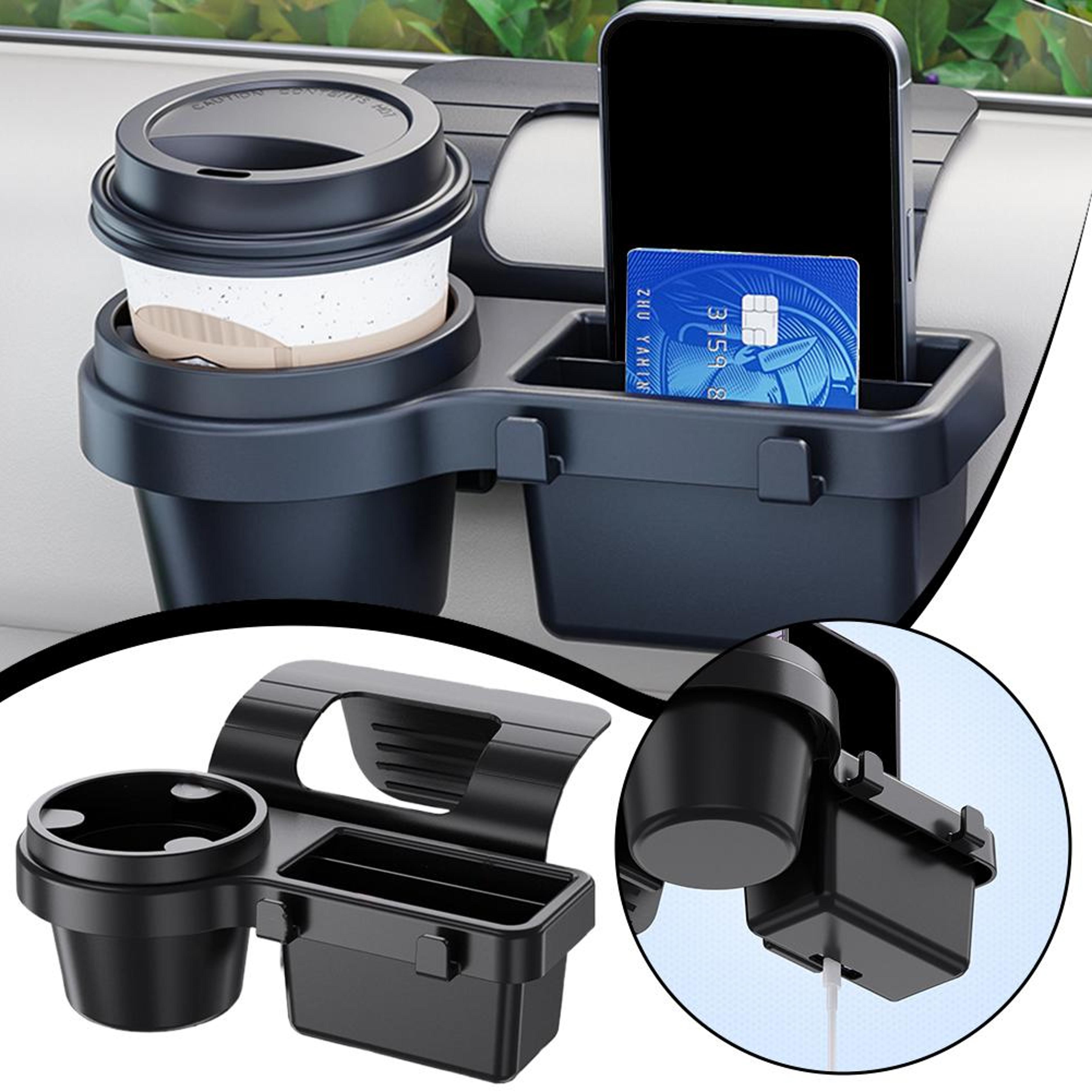 Car Window Cup Holder And Car Door Organizer With Phone Storage And Charging Port 3
