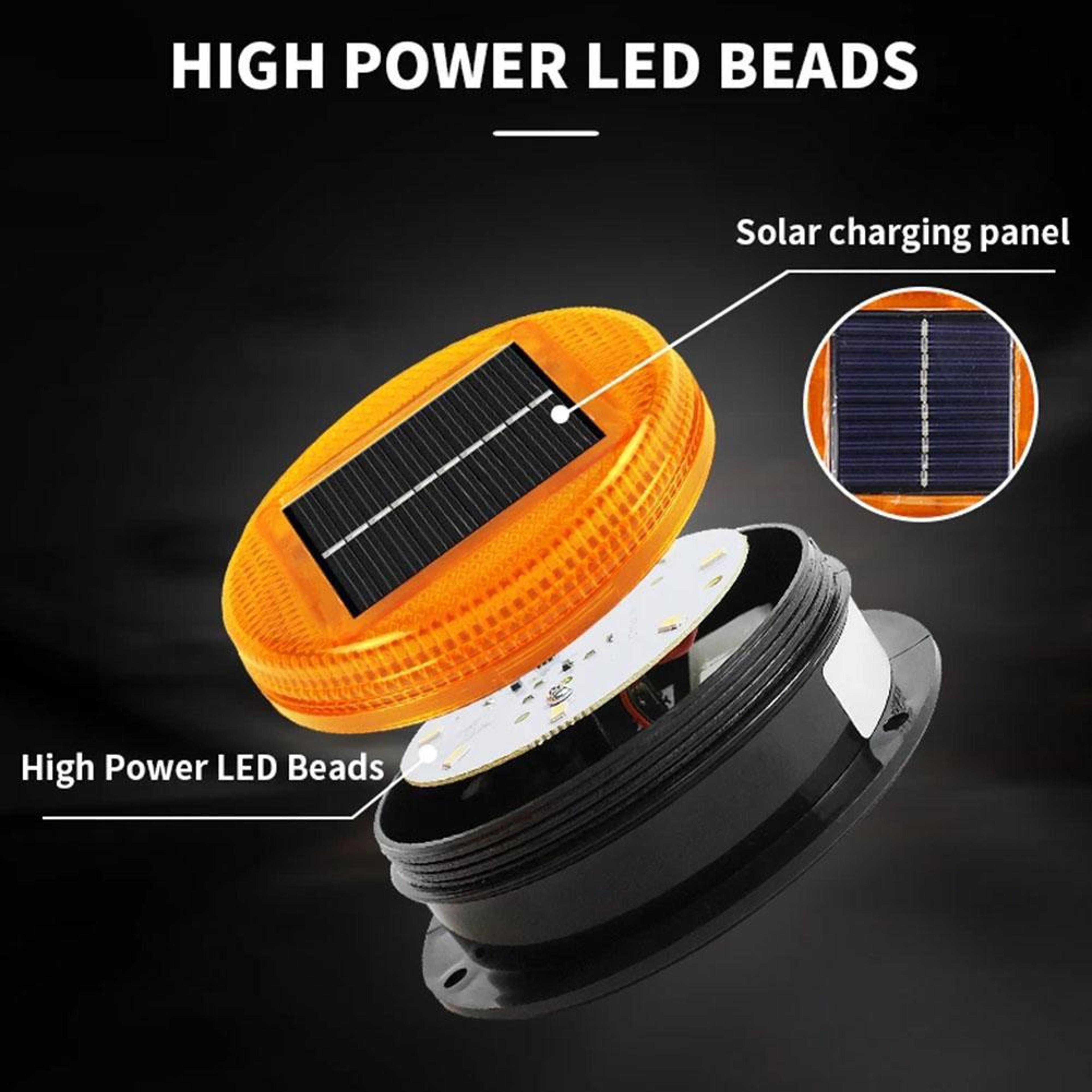 Solar 8 LED Magnetic Warning Light Automatic Strobe Beacon For Cars Trucks 6