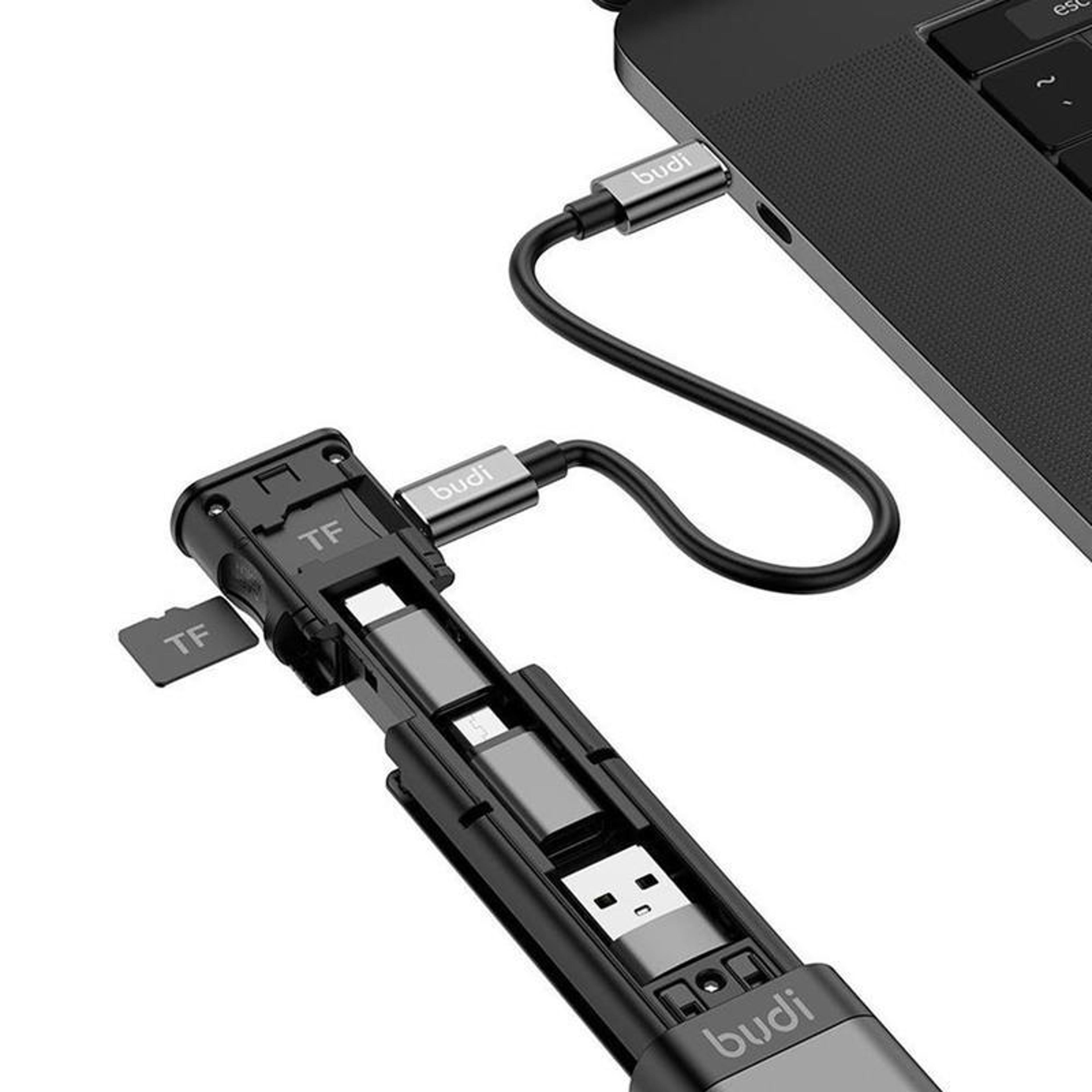 9 In 1 Smart Cable Adapter With TF Card Reader SIM Storage And Phone Stand 4