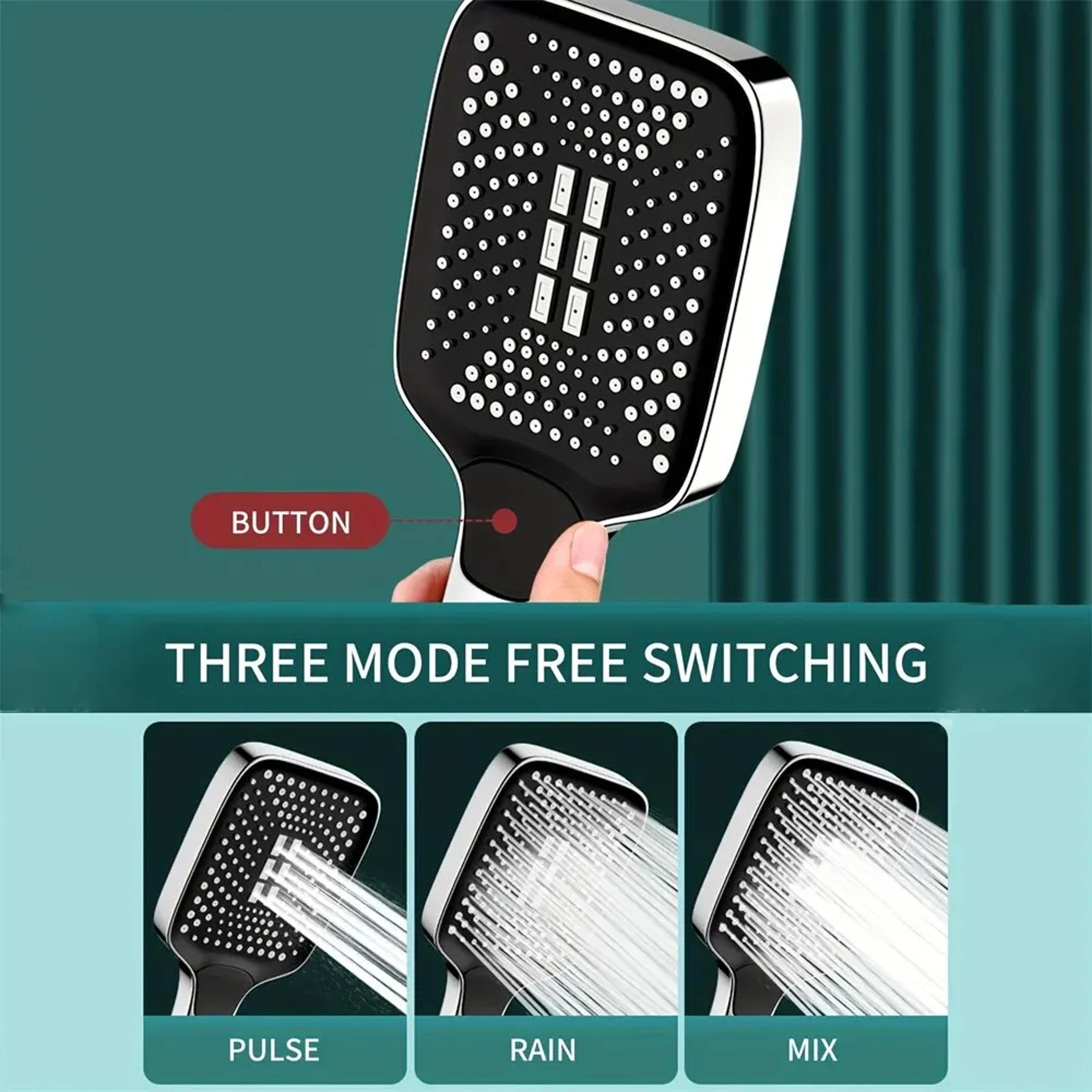 3 Mode High Pressure Shower Head Adjustable Handheld Rainfall Water Saving Sprayer 4