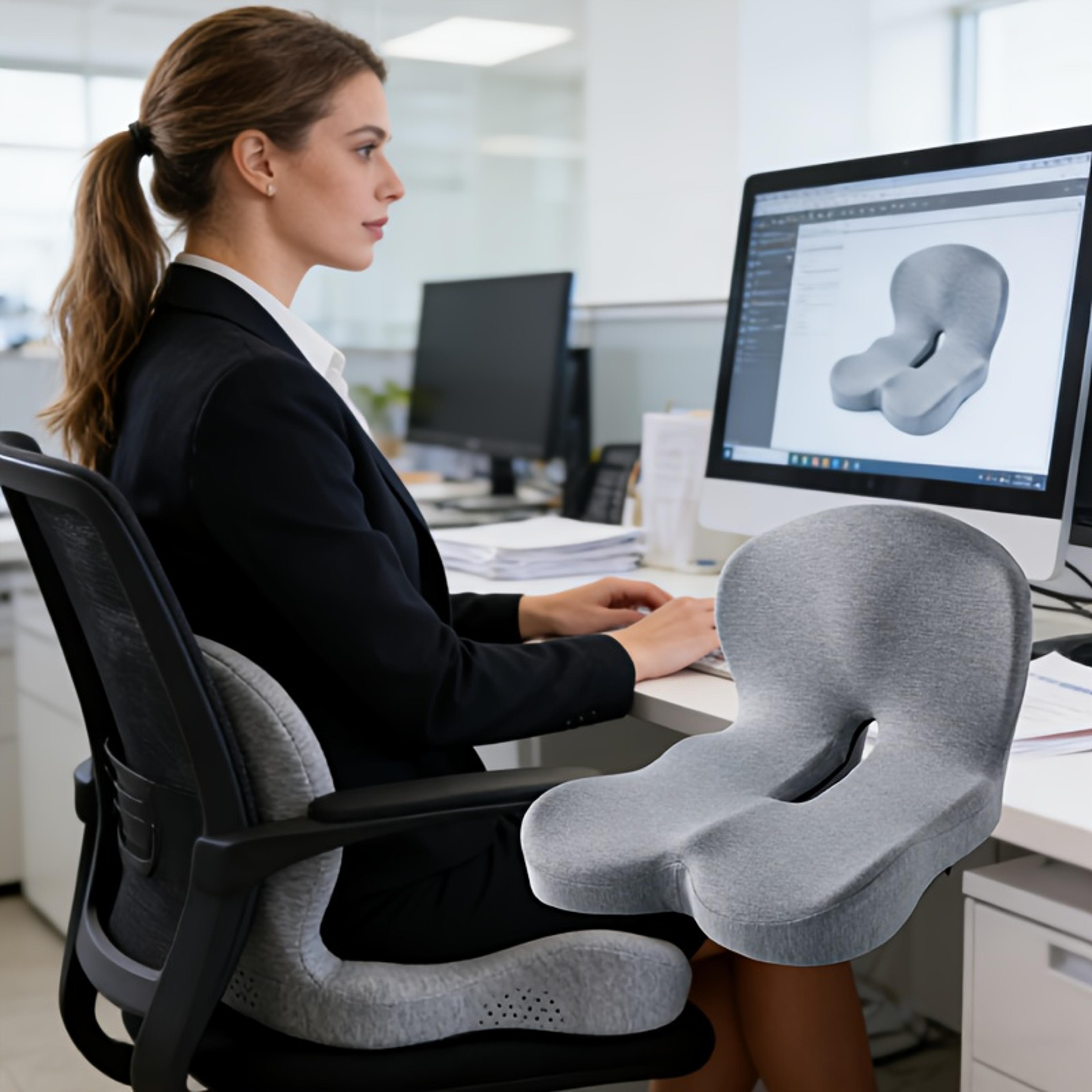 Ergonomic Memory Foam Seat Cushion With Back Support For Office And Study Chairs 1