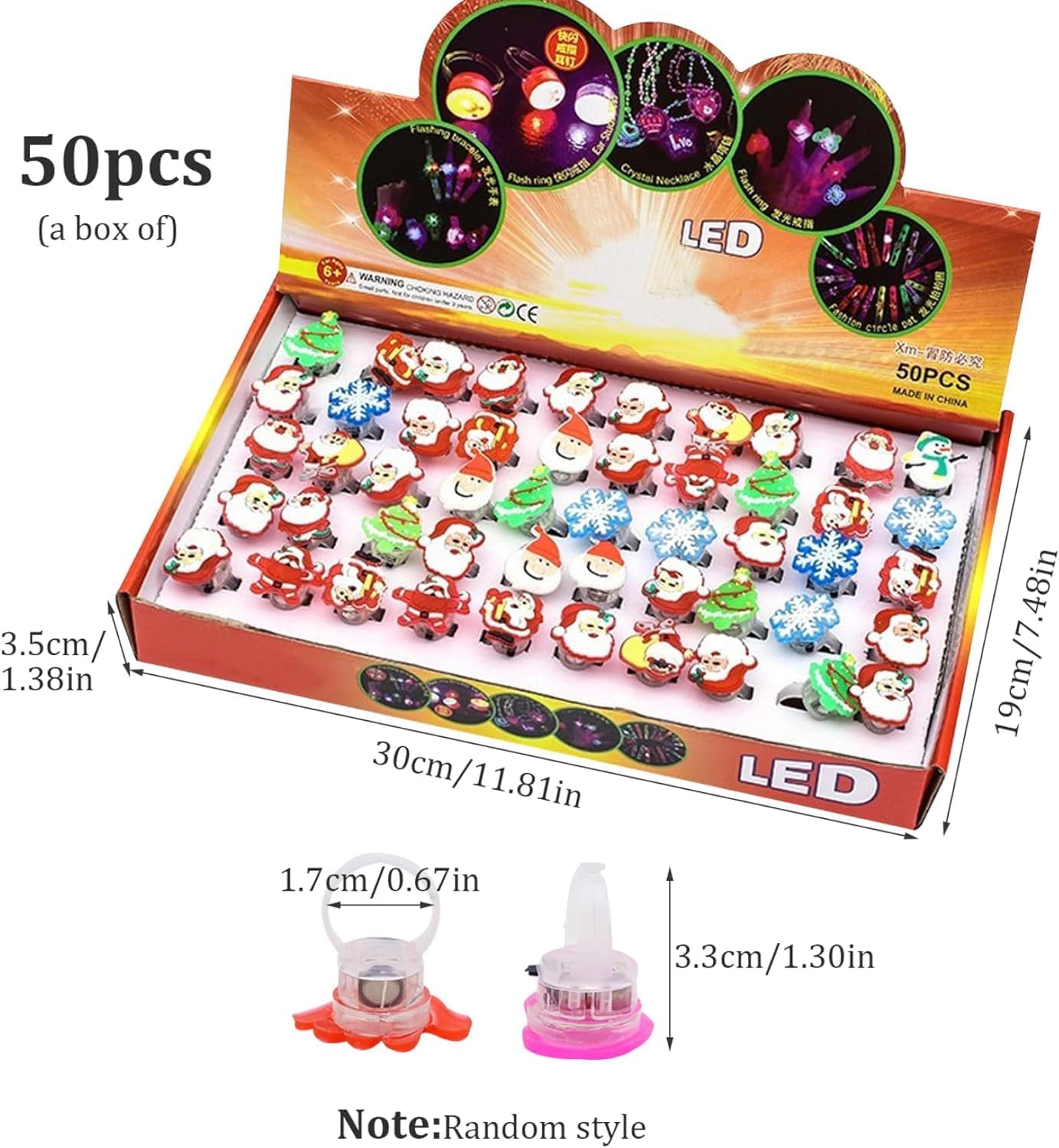 Christmas LED Flashing Rings Light Up Party Favors 20 Or 50 Piece Set 4