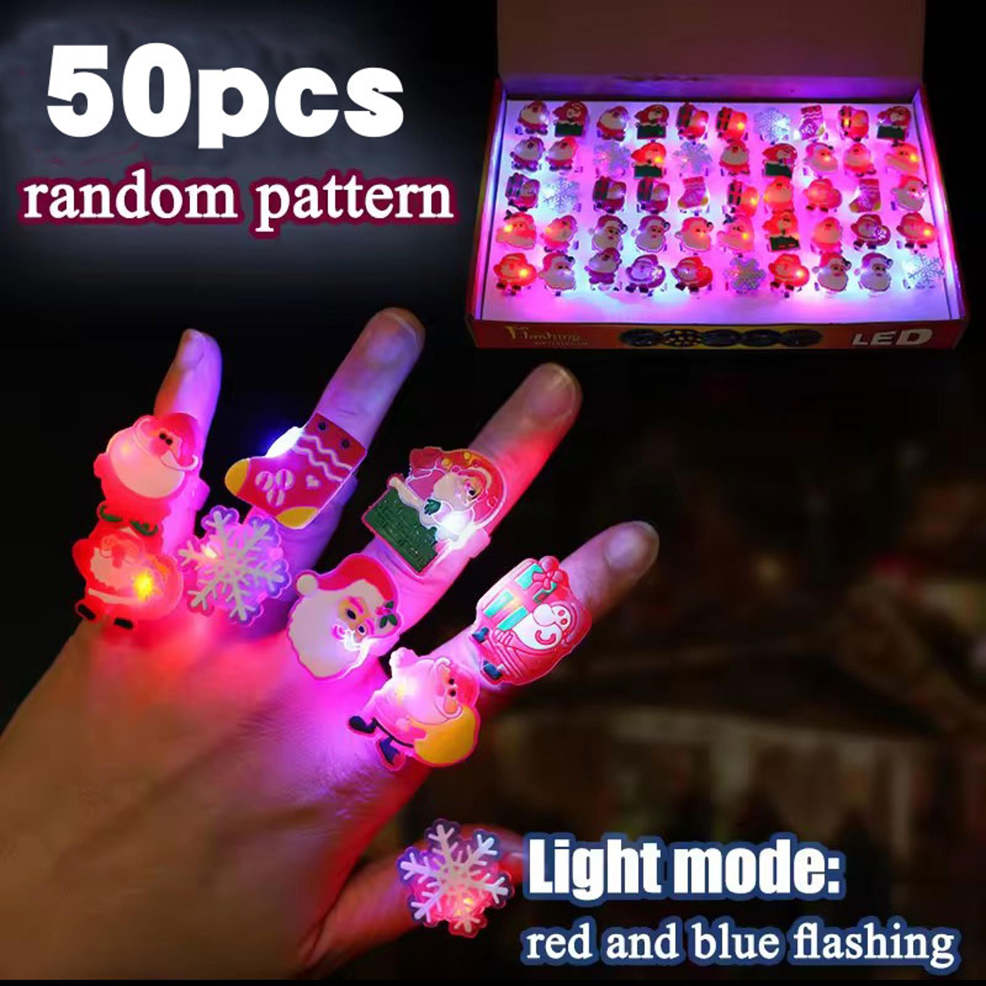 Christmas LED Flashing Rings Light Up Party Favors 20 Or 50 Piece Set 7