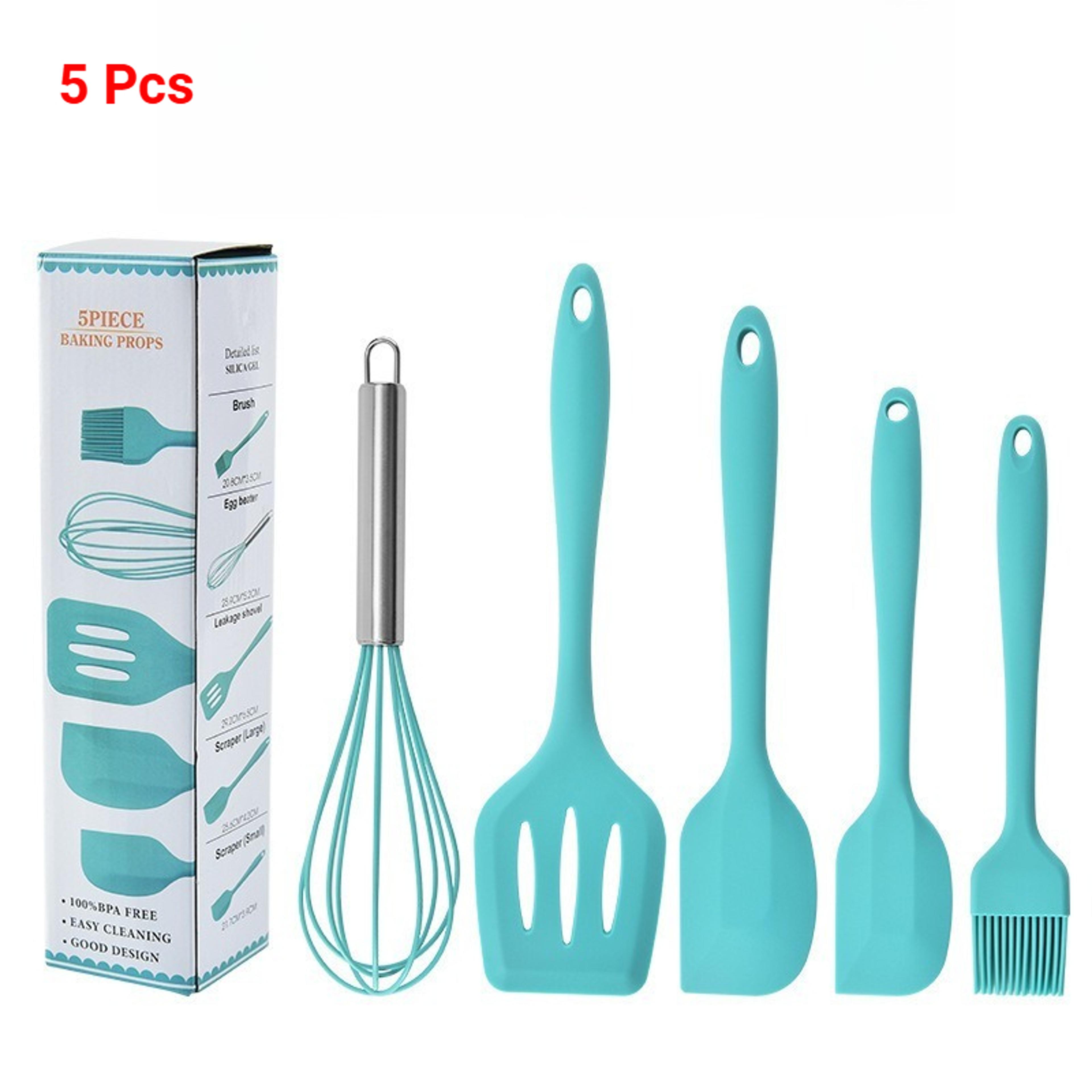 5 Piece Silicone Baking Tool Set Cooking Utensils With Spatula Whisk Brush And Scrapers 8