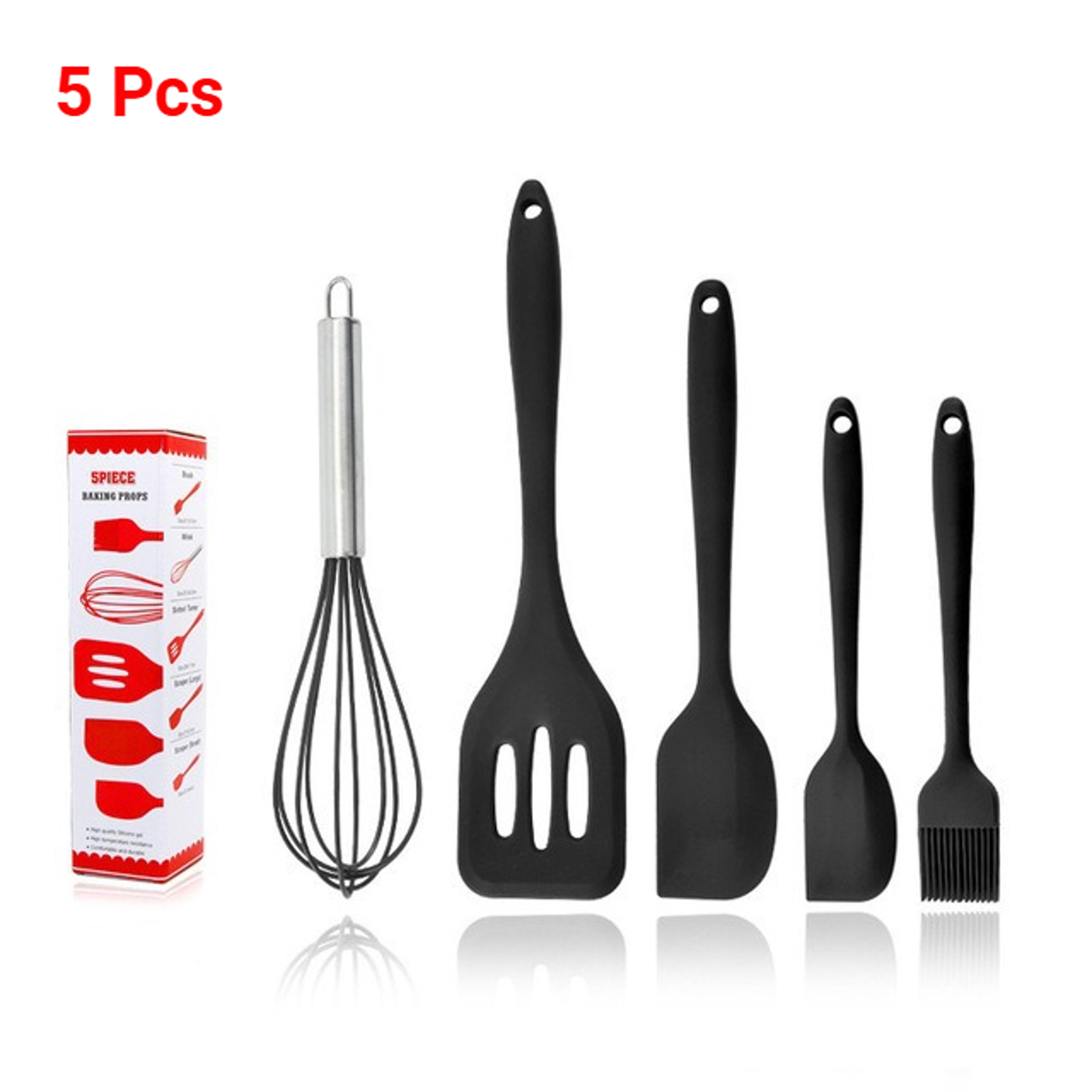 5 Piece Silicone Baking Tool Set Cooking Utensils With Spatula Whisk Brush And Scrapers 9