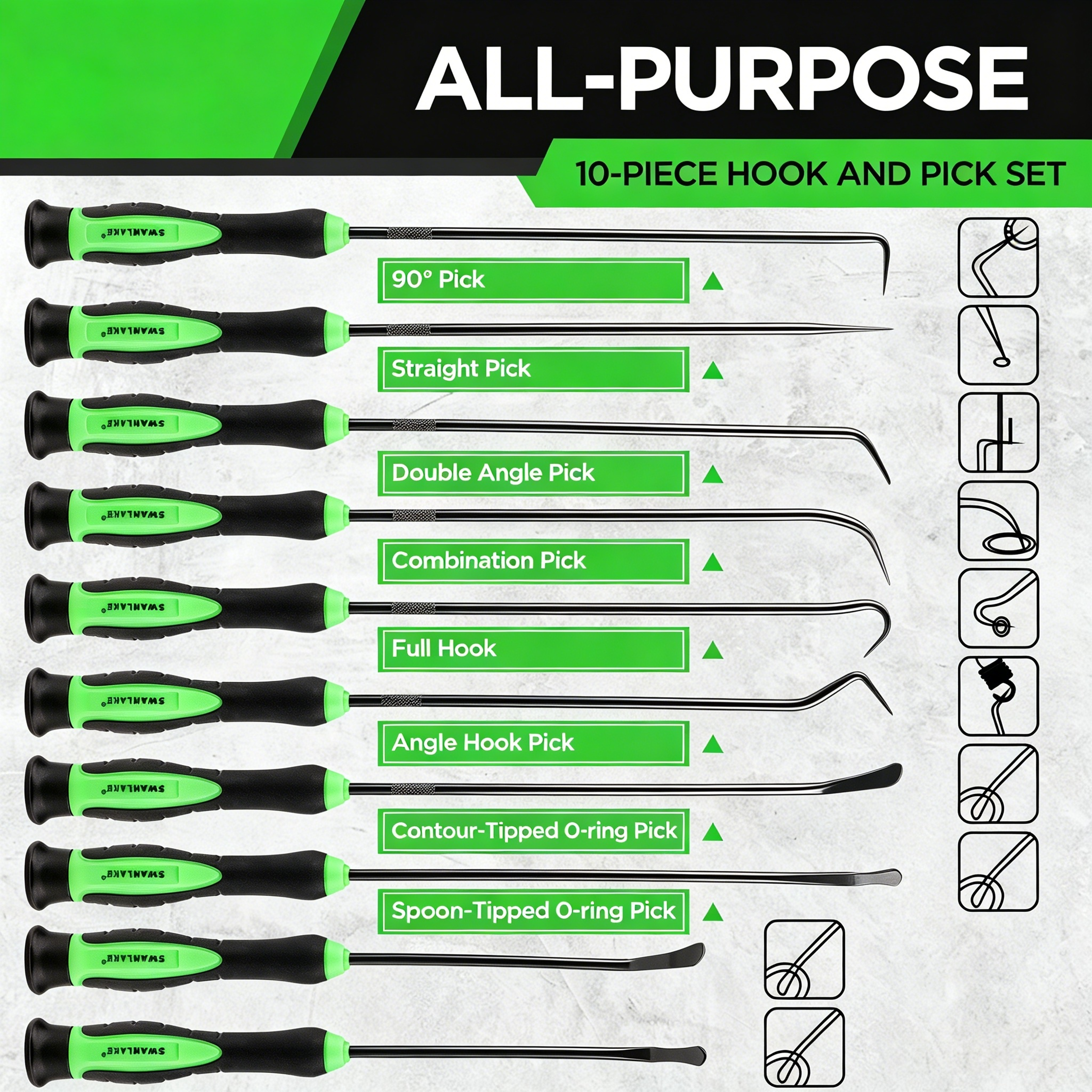 10 Piece Hook And Pick Tool Set For O Ring Seal And Gasket Removal 1