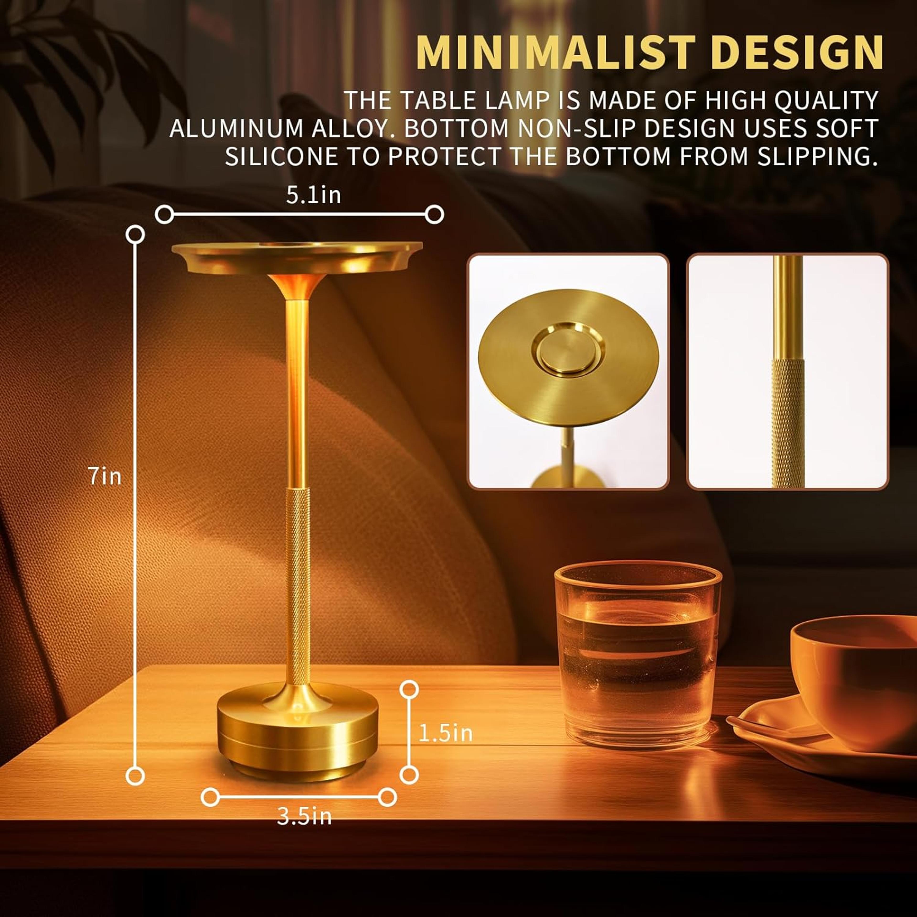 Rechargeable Cordless LED Table Lamp Touch Control 3 Color Portable Restaurant Lamp 3