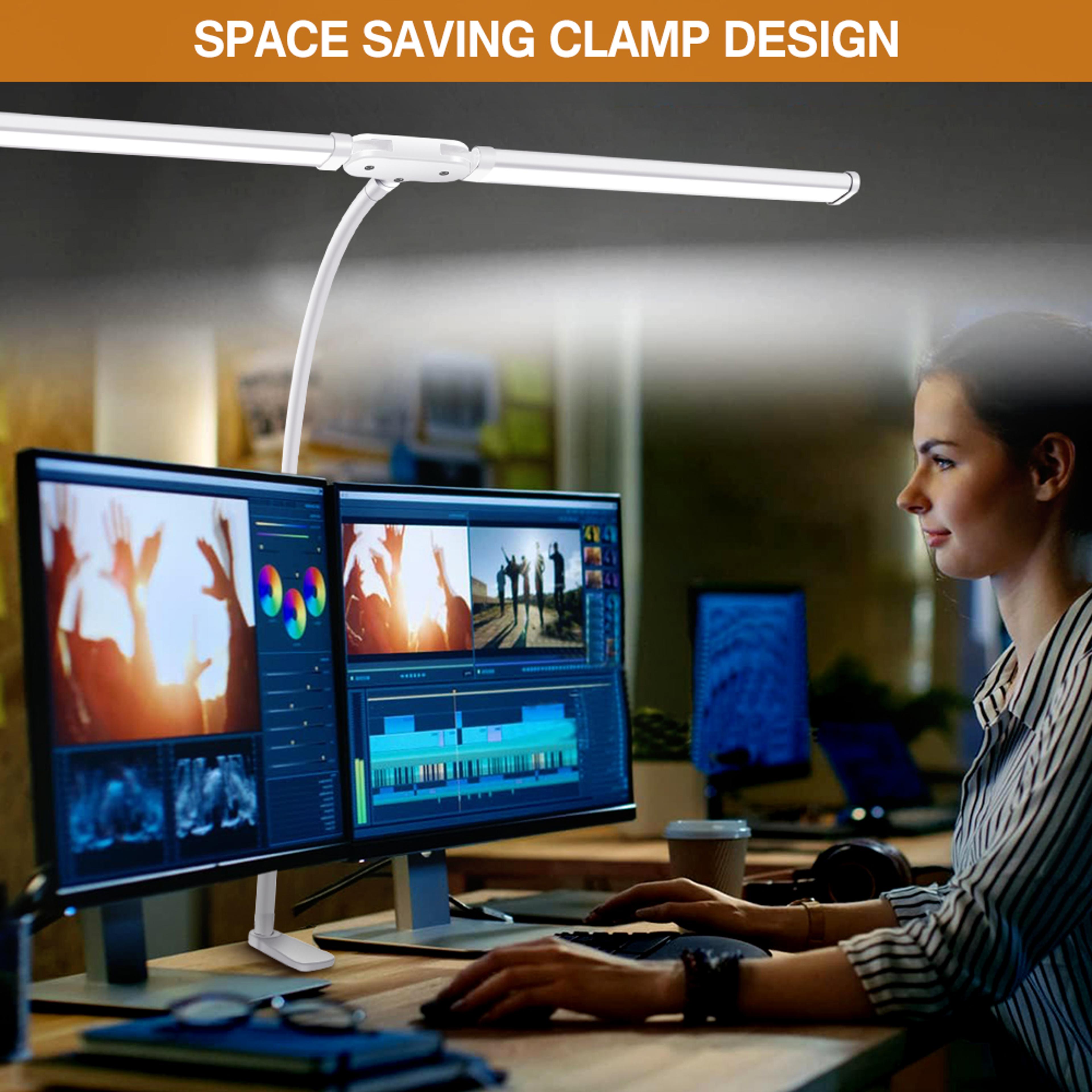LED Desk Lamp With Clamp Dimmable Swing Arm Reading Light 5