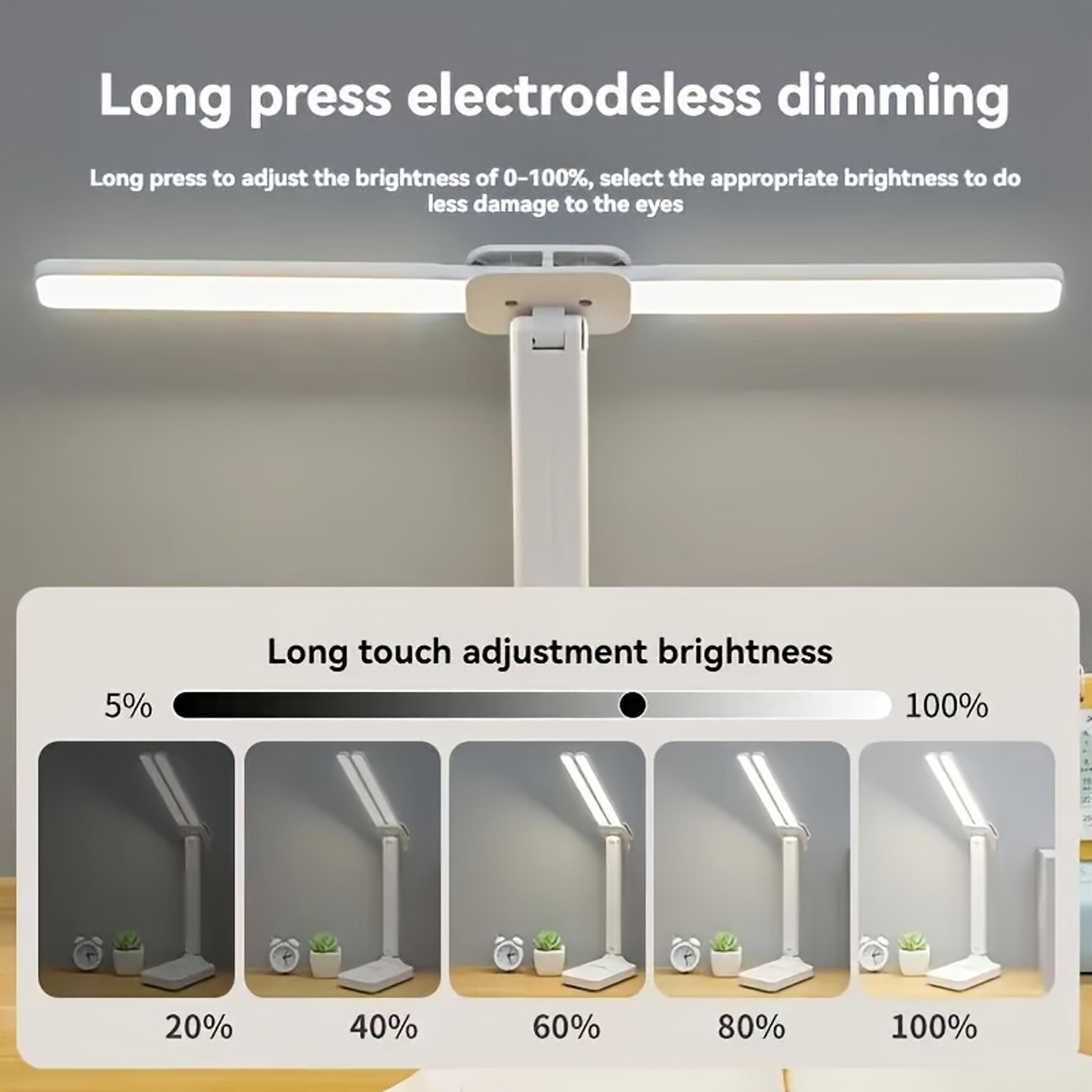 Double Head LED Desk Lamp Rechargeable Dimmable Touch Reading Light 2