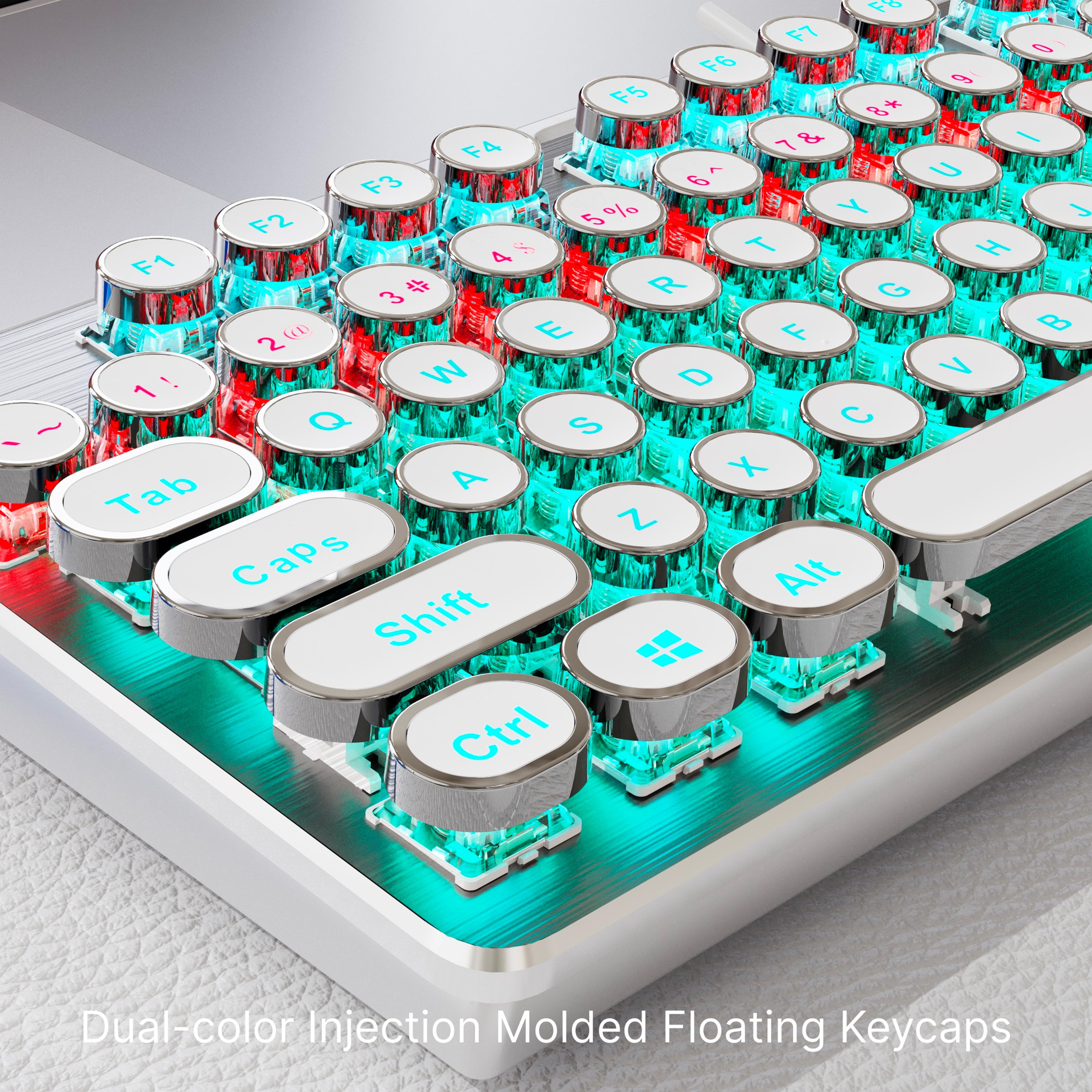 Retro Typewriter Mechanical Keyboard 104 Key Wired Gaming Keyboard With Metal Panel 5