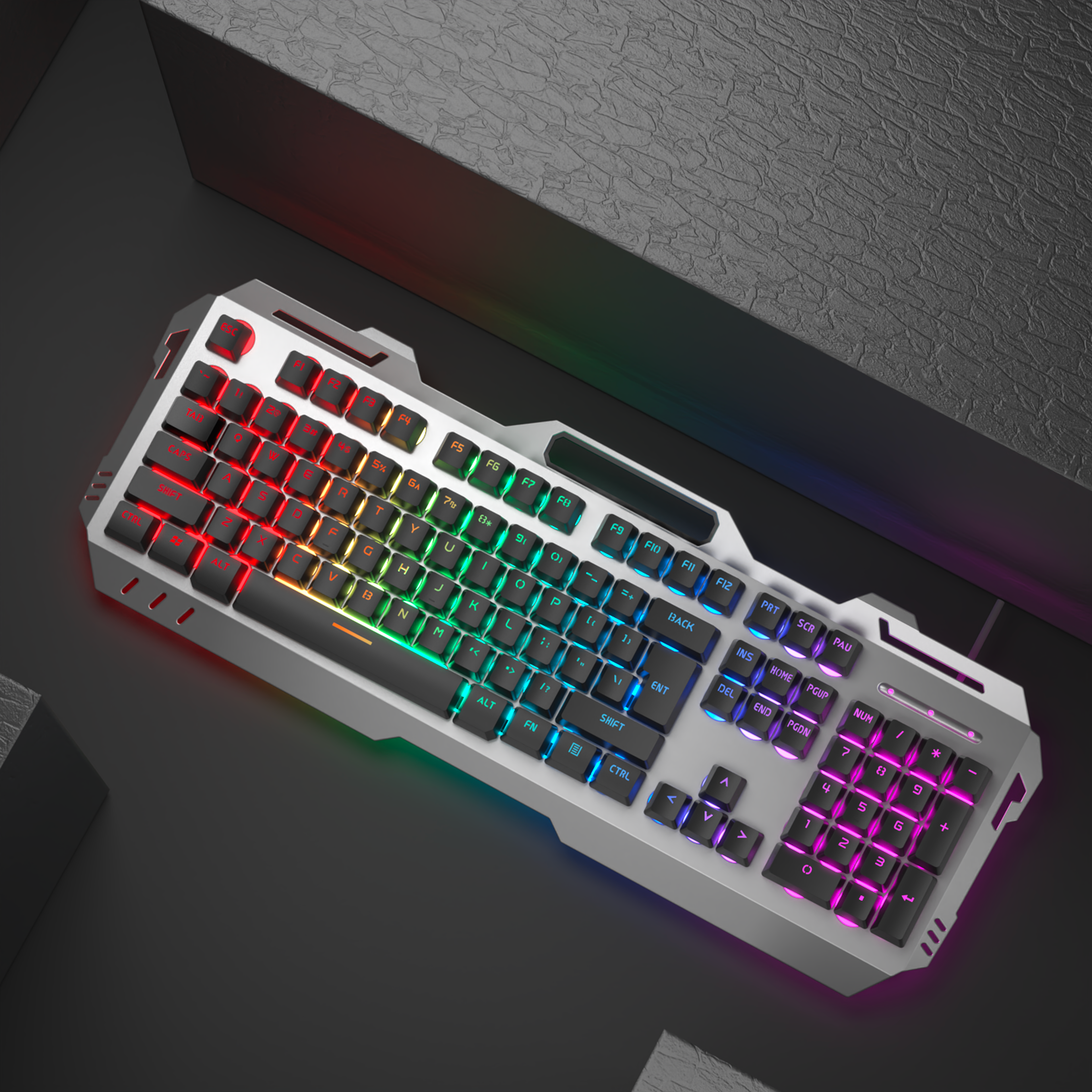 104 Key Wired Gaming Keyboard Silent Backlit Metal Panel Keyboard For PC 1