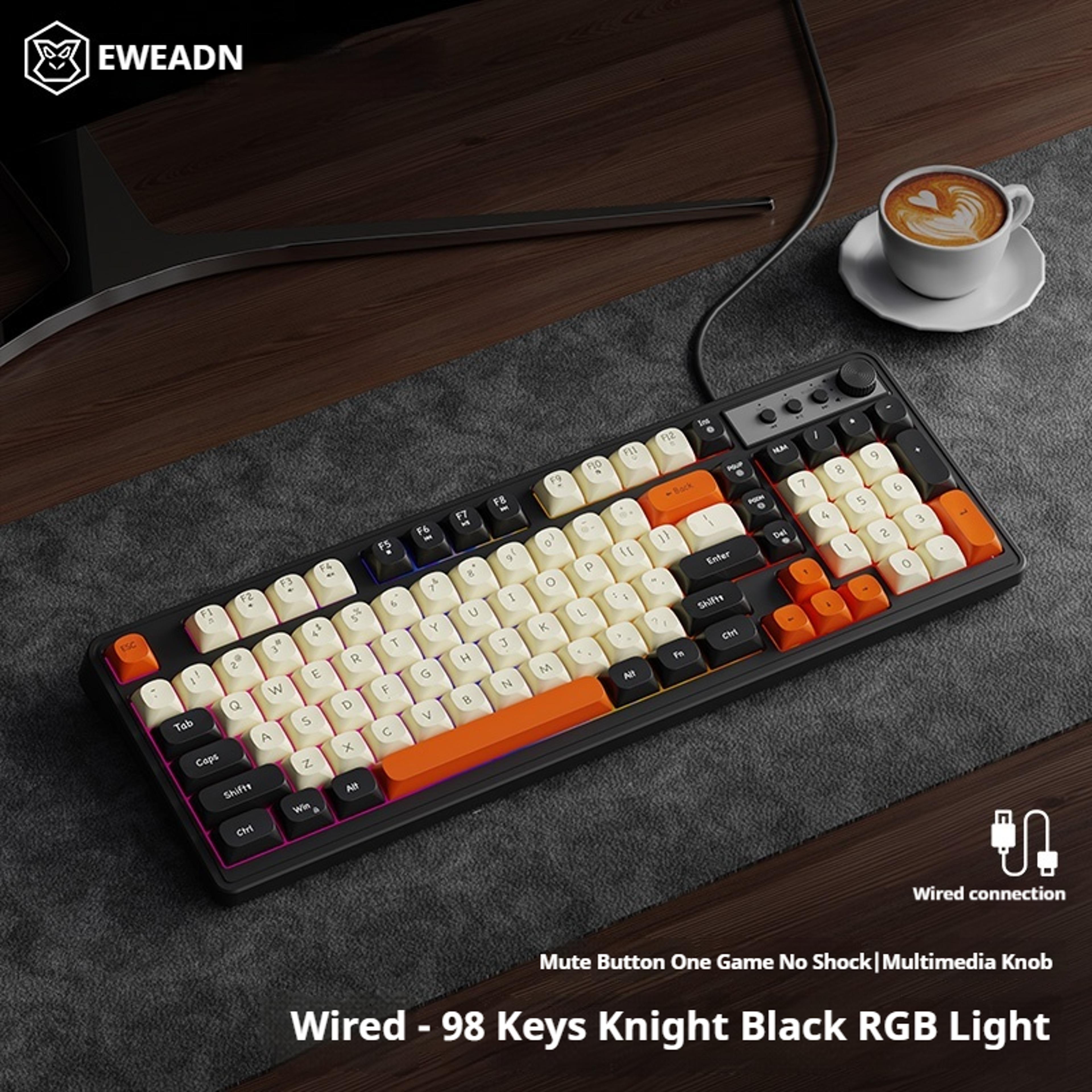 G98 Wired Gaming Keyboard With Rainbow Backlight Quiet 98 Key Layout 6