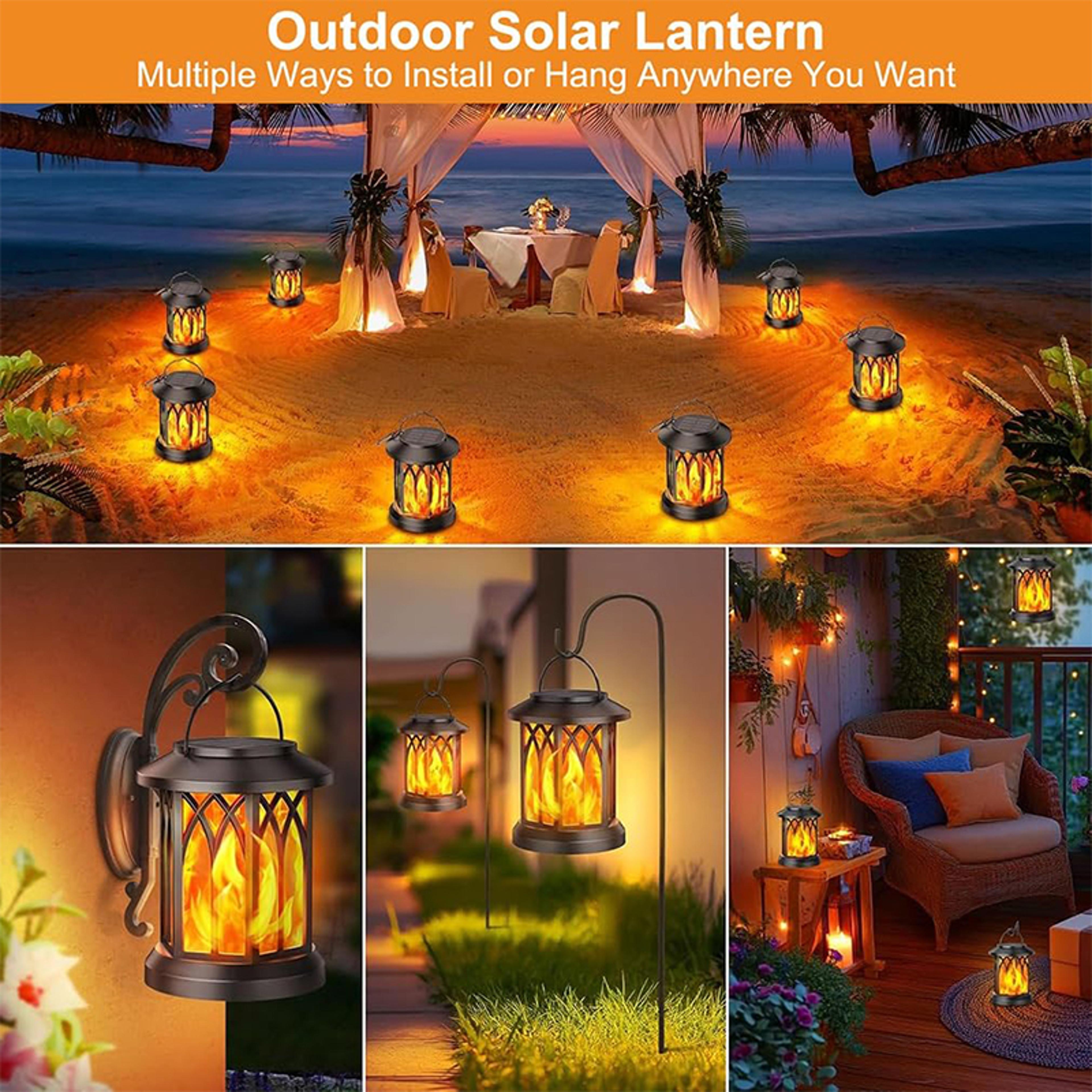 Dancing Flame Solar Lantern Waterproof Outdoor Hanging Garden Light 5