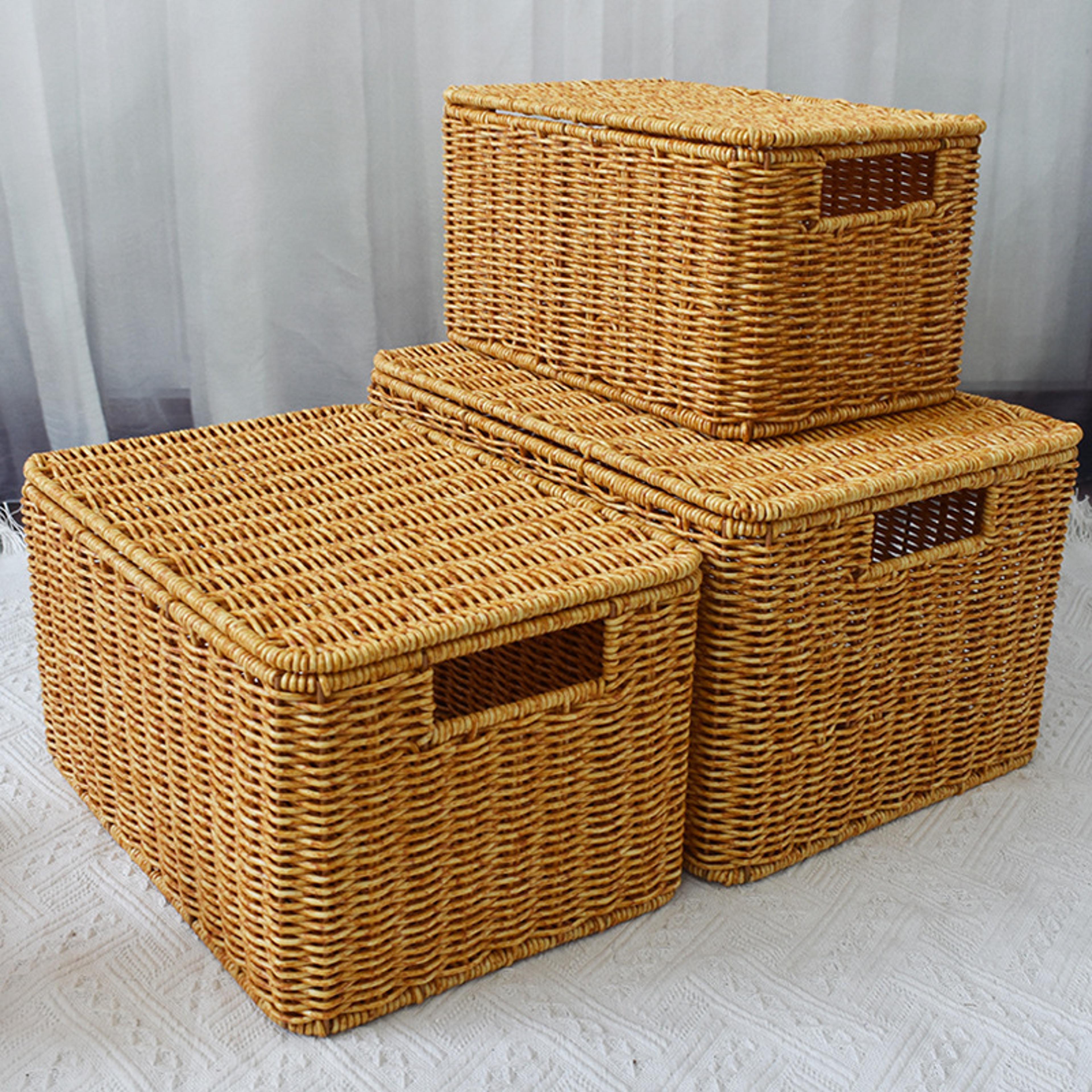 Rattan Woven Oversized Laundry Basket Large Capacity Clothes And Quilt Storage Box 1