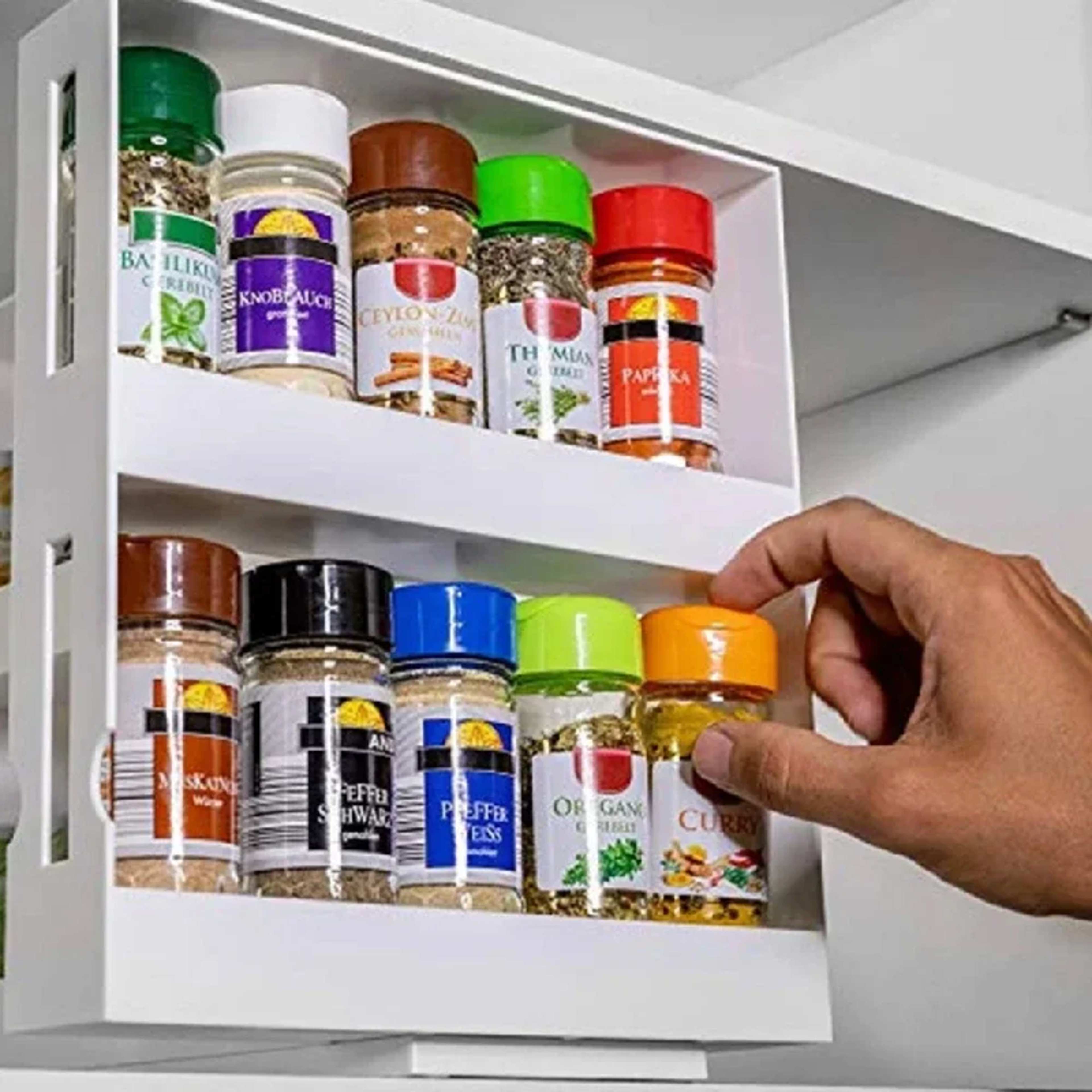 2 Tier Rotating Spice Rack Slide Out Kitchen Cabinet Organizer 4