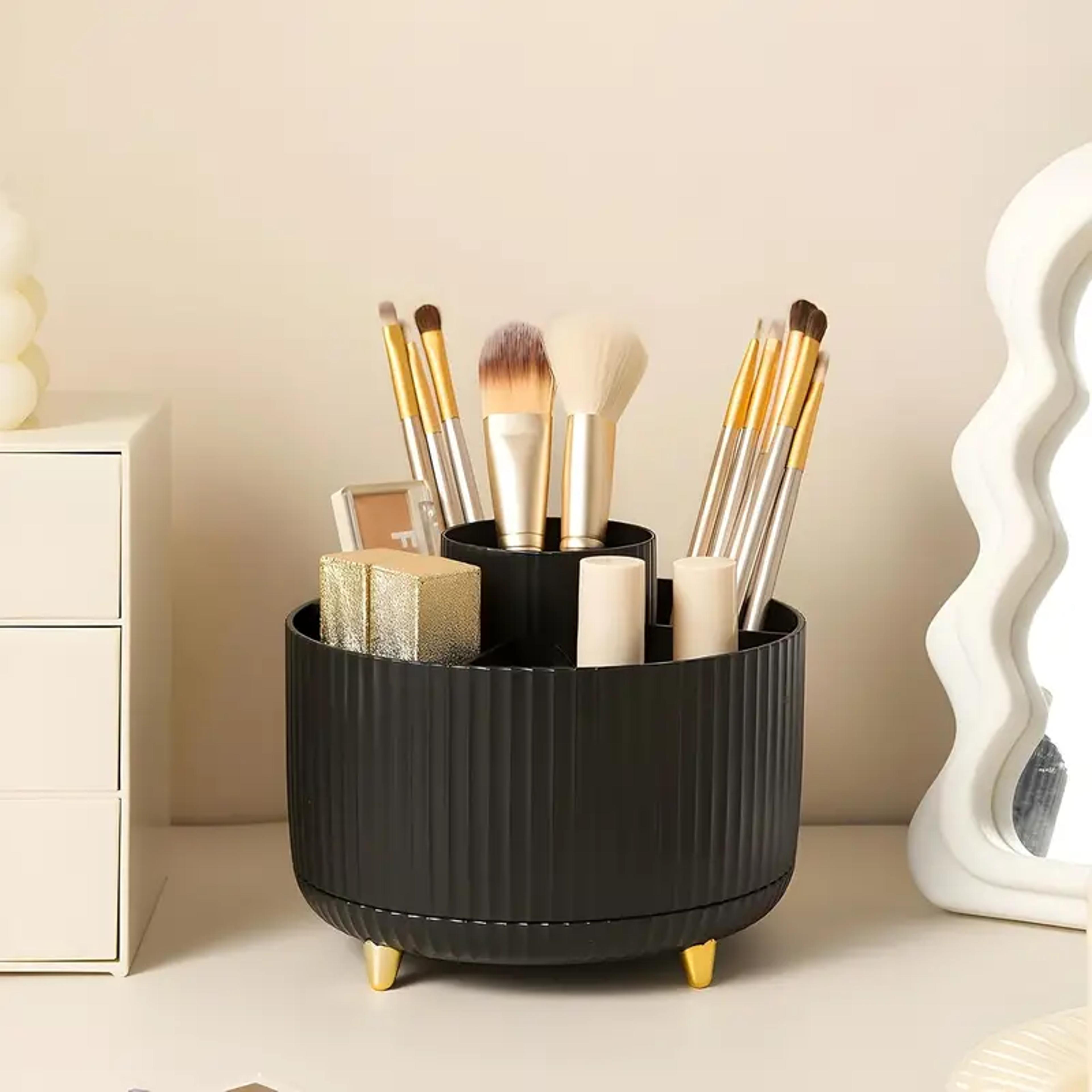 360 Degree Rotating Makeup Brush Holder 5 Slot Vanity Organizer Desktop Cosmetic Storage 6
